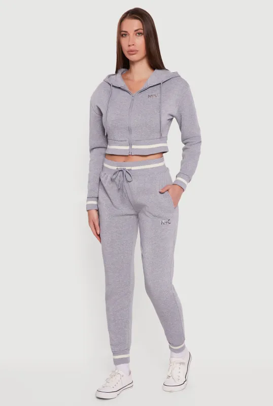 Contrast Trim High Waisted NYC Graphic Joggers sold by Rainbow