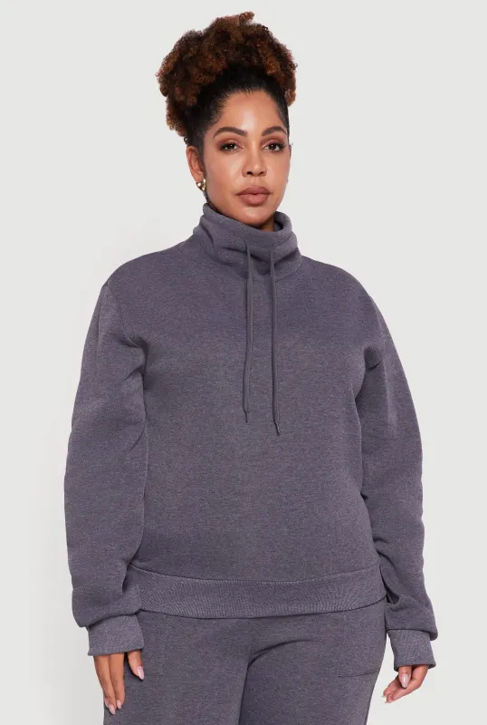 Plus Size Fleece Funnel Neck Pullover Sweatshirt sold by Rainbow