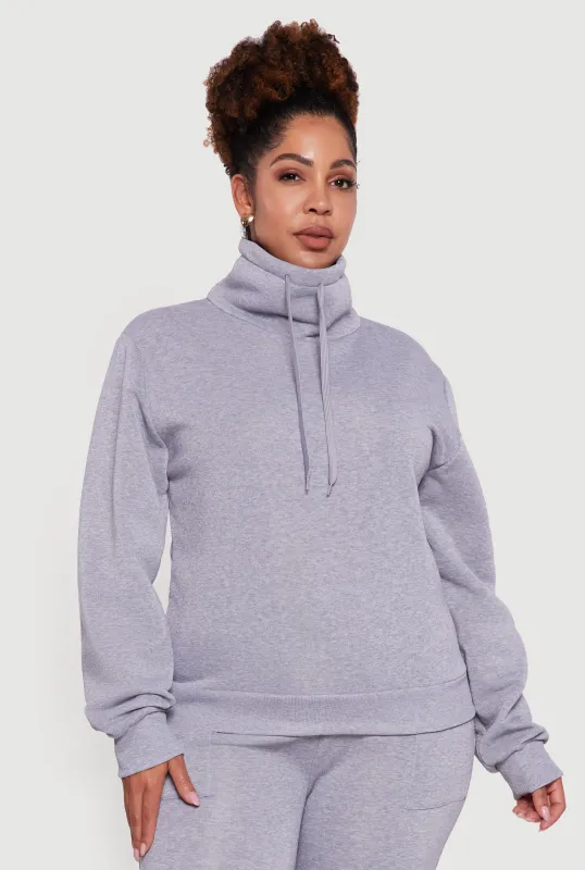 Plus Size Fleece Funnel Neck Pullover Sweatshirt sold by Rainbow