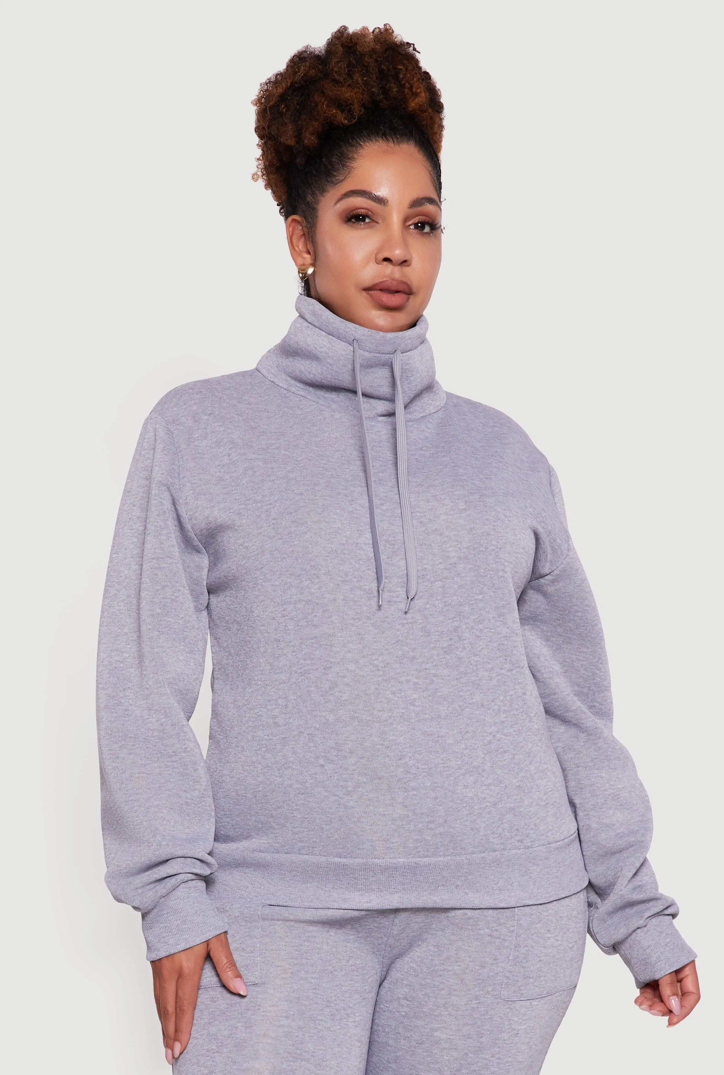 Plus Size Fleece Funnel Neck Pullover Sweatshirt sold by Rainbow