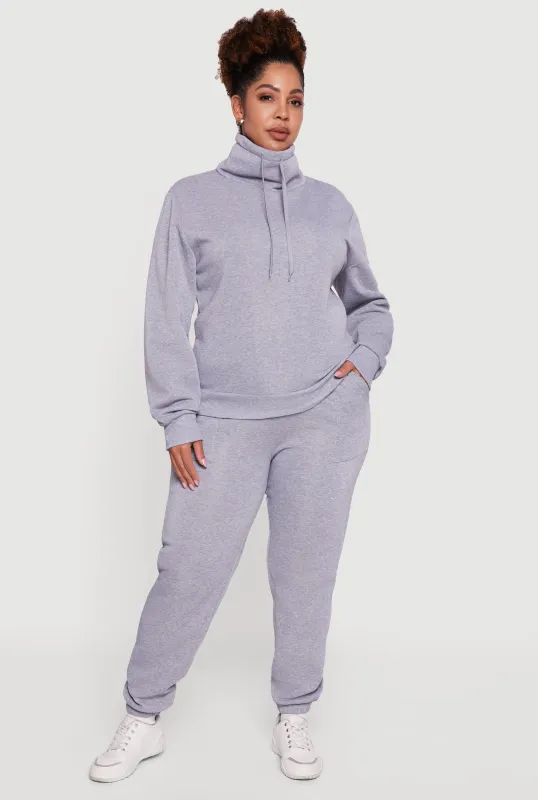 Plus Size Mid Rise Fleece Lined Tapered Sweatpants sold by Rainbow