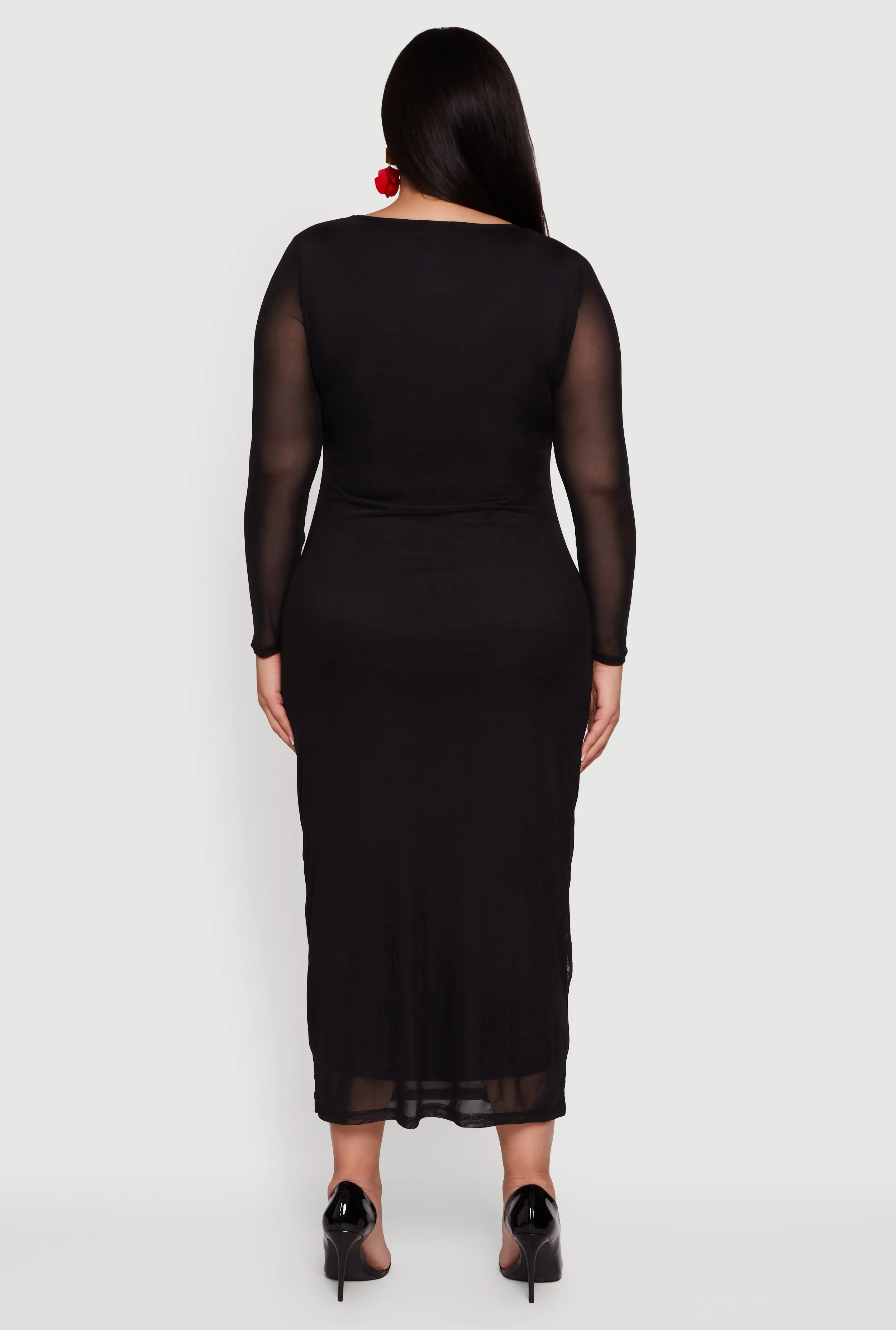 Plus Size Almost Famous Mesh Rose Print Maxi Dress sold by Rainbow product image thumbnail 5