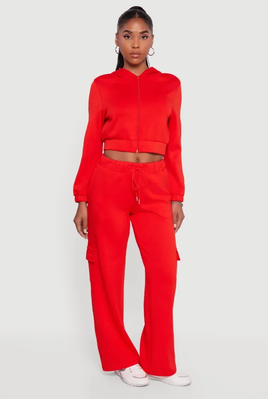 Drawstring Waist Straight Leg Cargo Sweatpants sold by Rainbow