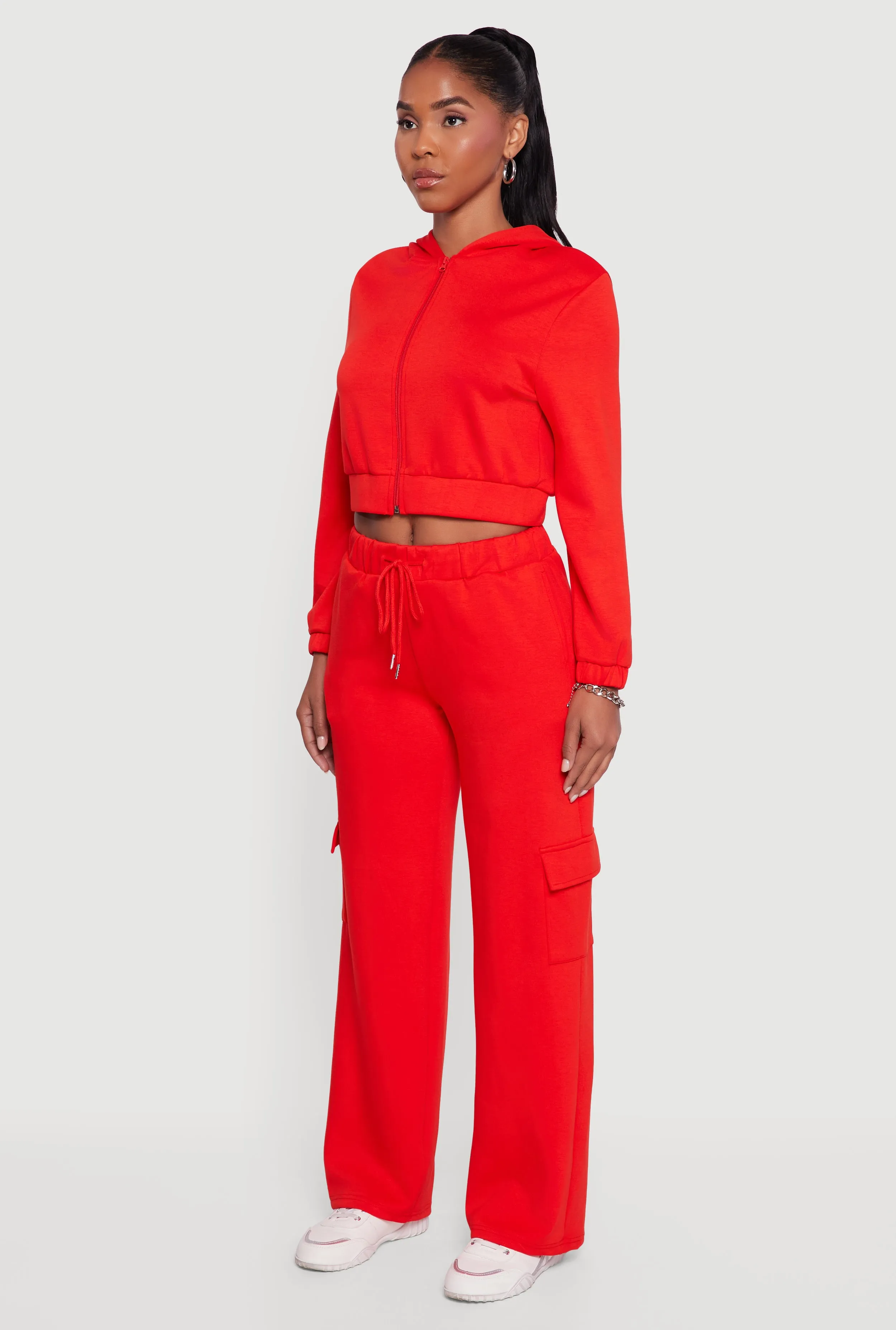 Cropped Long Sleeve Zip Front Hoodie sold by Rainbow product image thumbnail 5