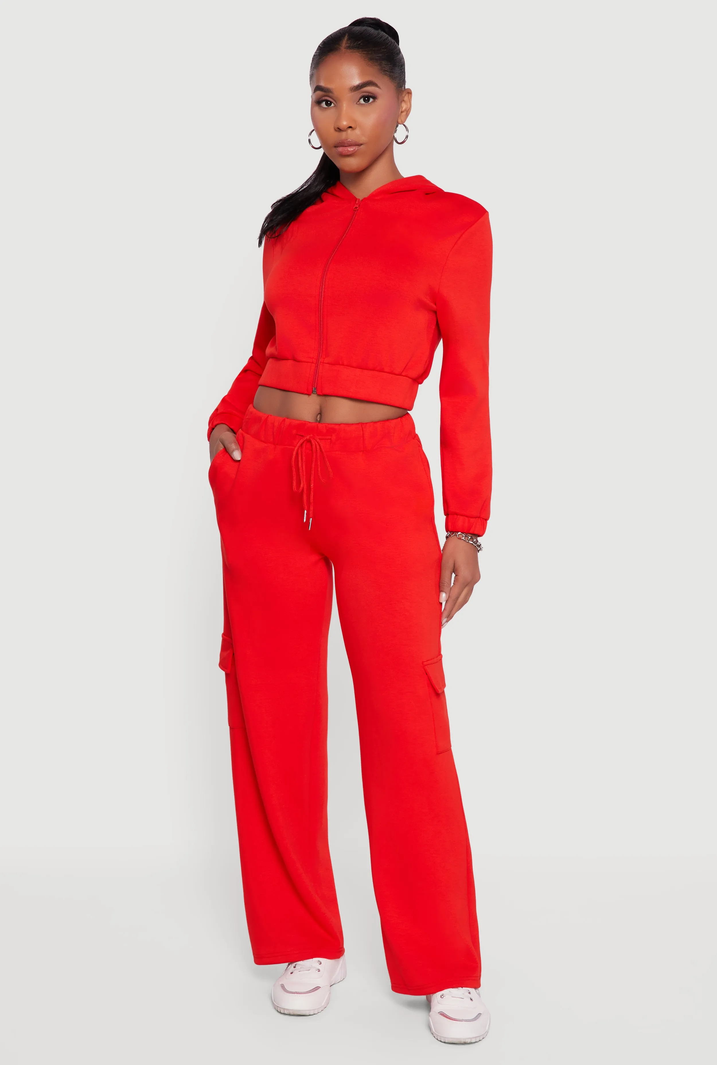 Cropped Long Sleeve Zip Front Hoodie sold by Rainbow product image thumbnail 2