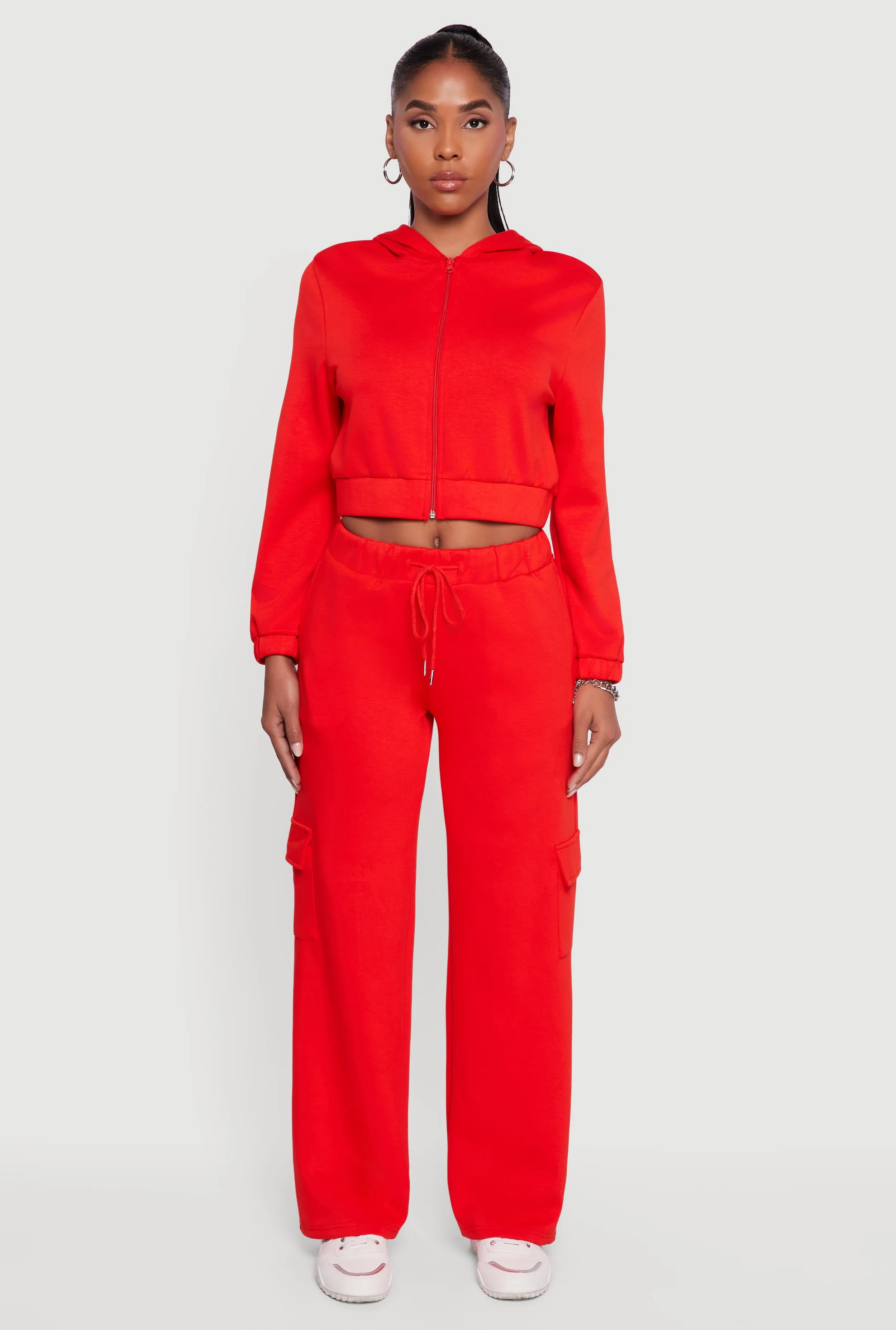 Cropped Long Sleeve Zip Front Hoodie sold by Rainbow product image thumbnail 3