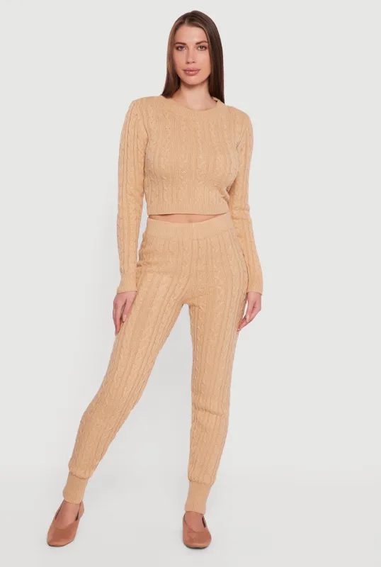 Mid Rise Cable Knit Joggers sold by Rainbow