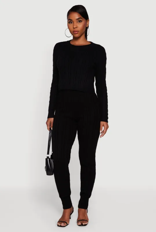 Mid Rise Cable Knit Joggers sold by Rainbow