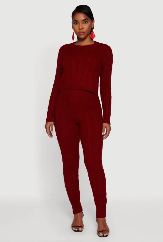 Mid Rise Cable Knit Joggers sold by Rainbow