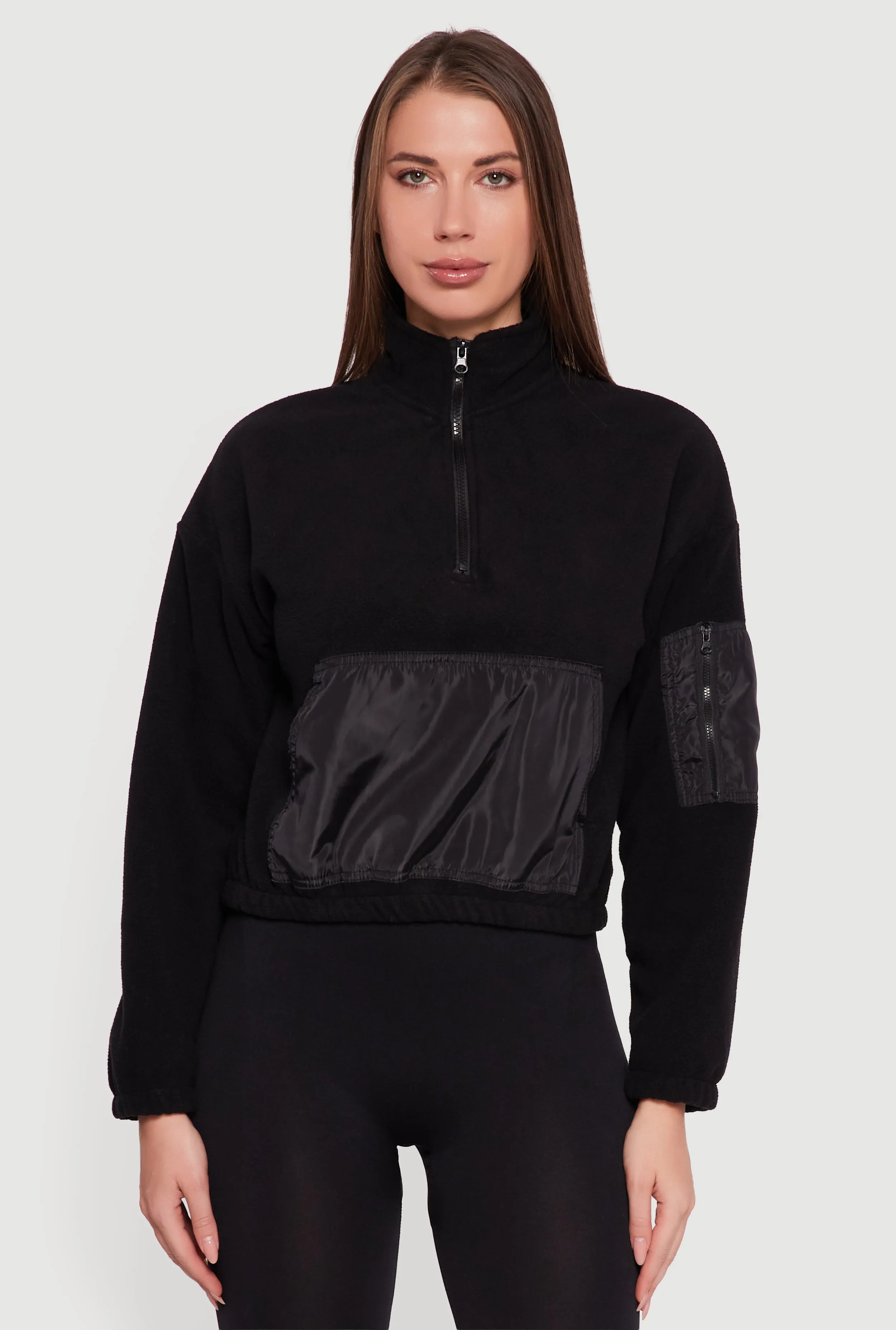 Kangaroo Pocket Half Zip Mock Neck Pullover sold by Rainbow product image thumbnail 2