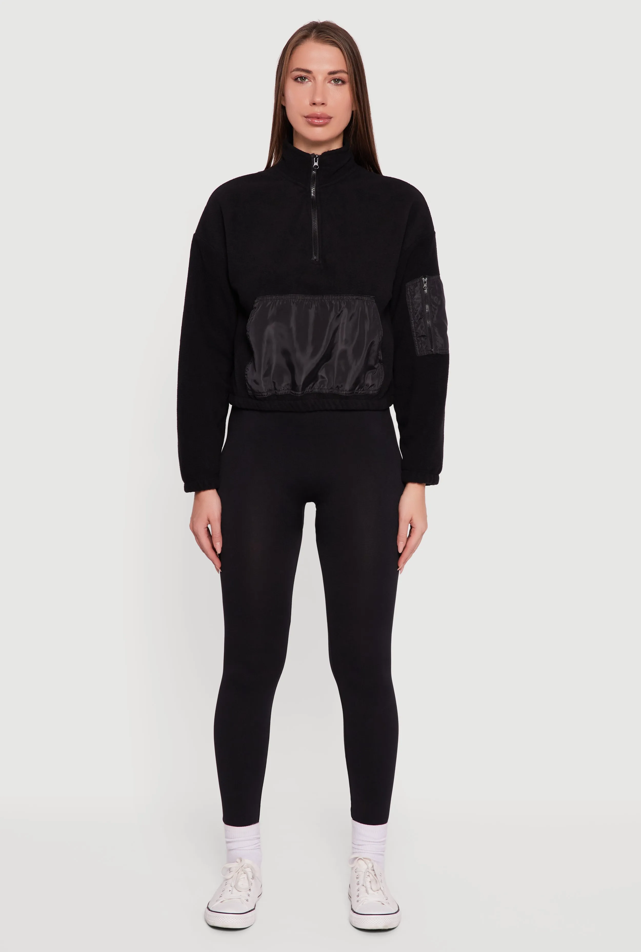 Kangaroo Pocket Half Zip Mock Neck Pullover sold by Rainbow product image thumbnail 3