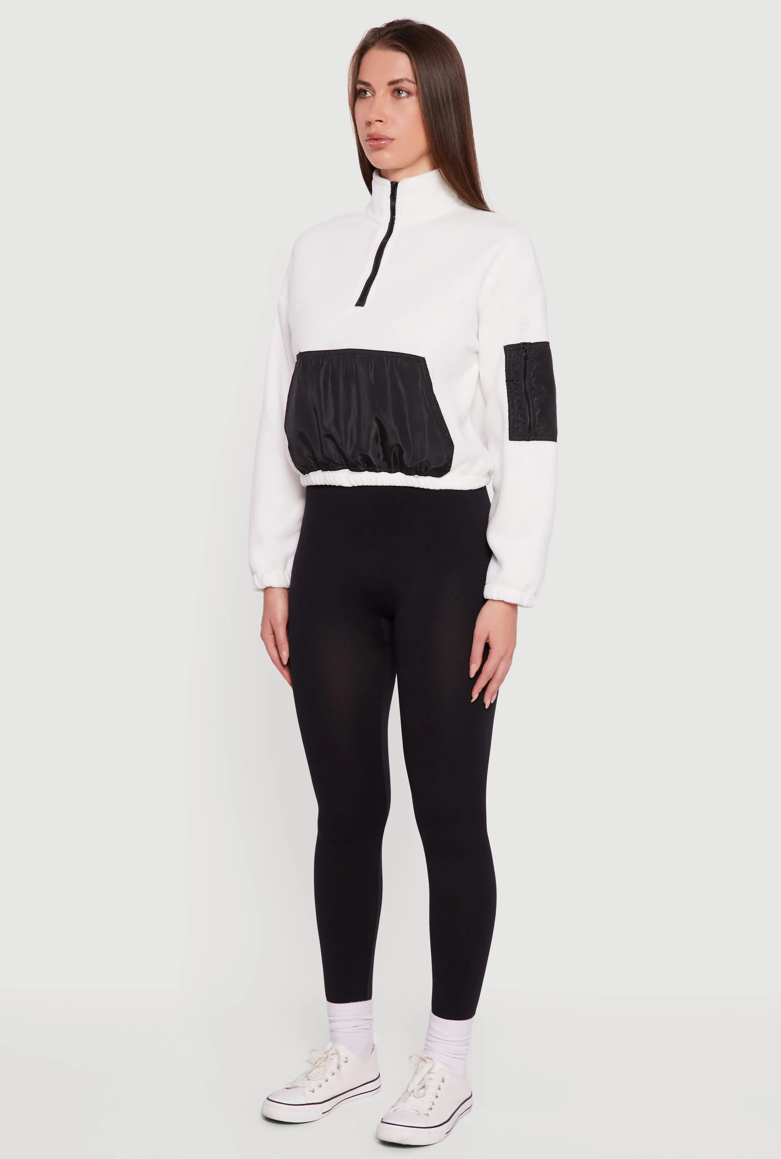 Kangaroo Pocket Half Zip Mock Neck Pullover sold by Rainbow product image thumbnail 5