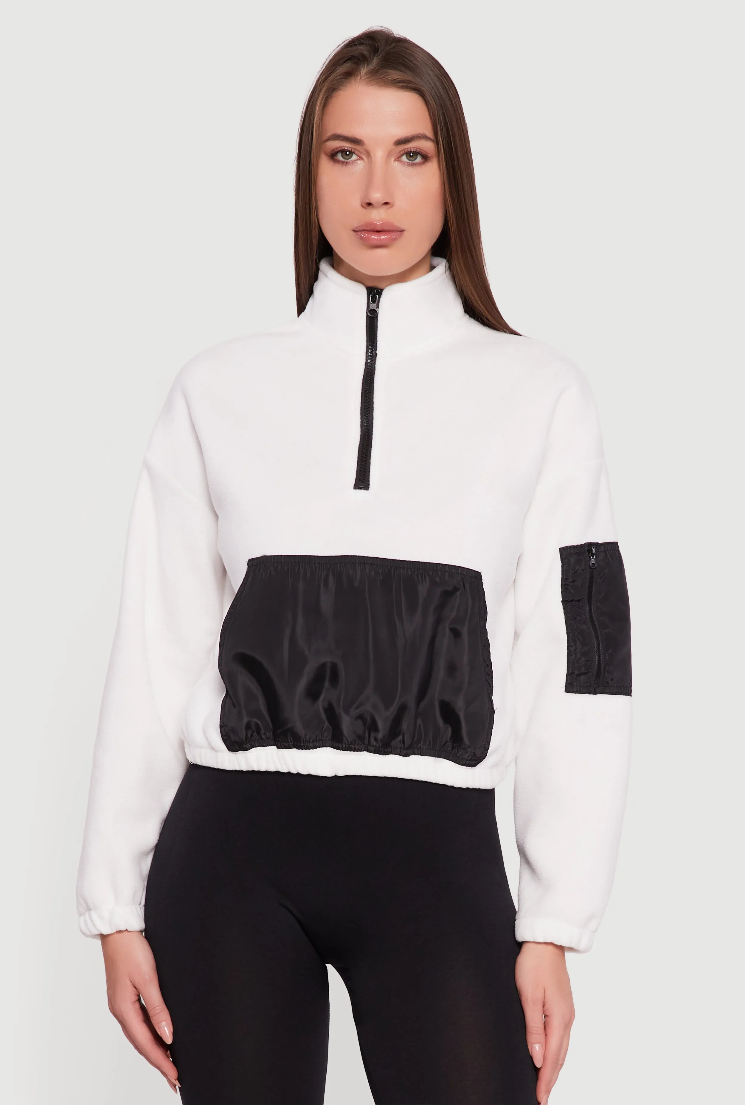 Kangaroo Pocket Half Zip Mock Neck Pullover sold by Rainbow product image thumbnail 2