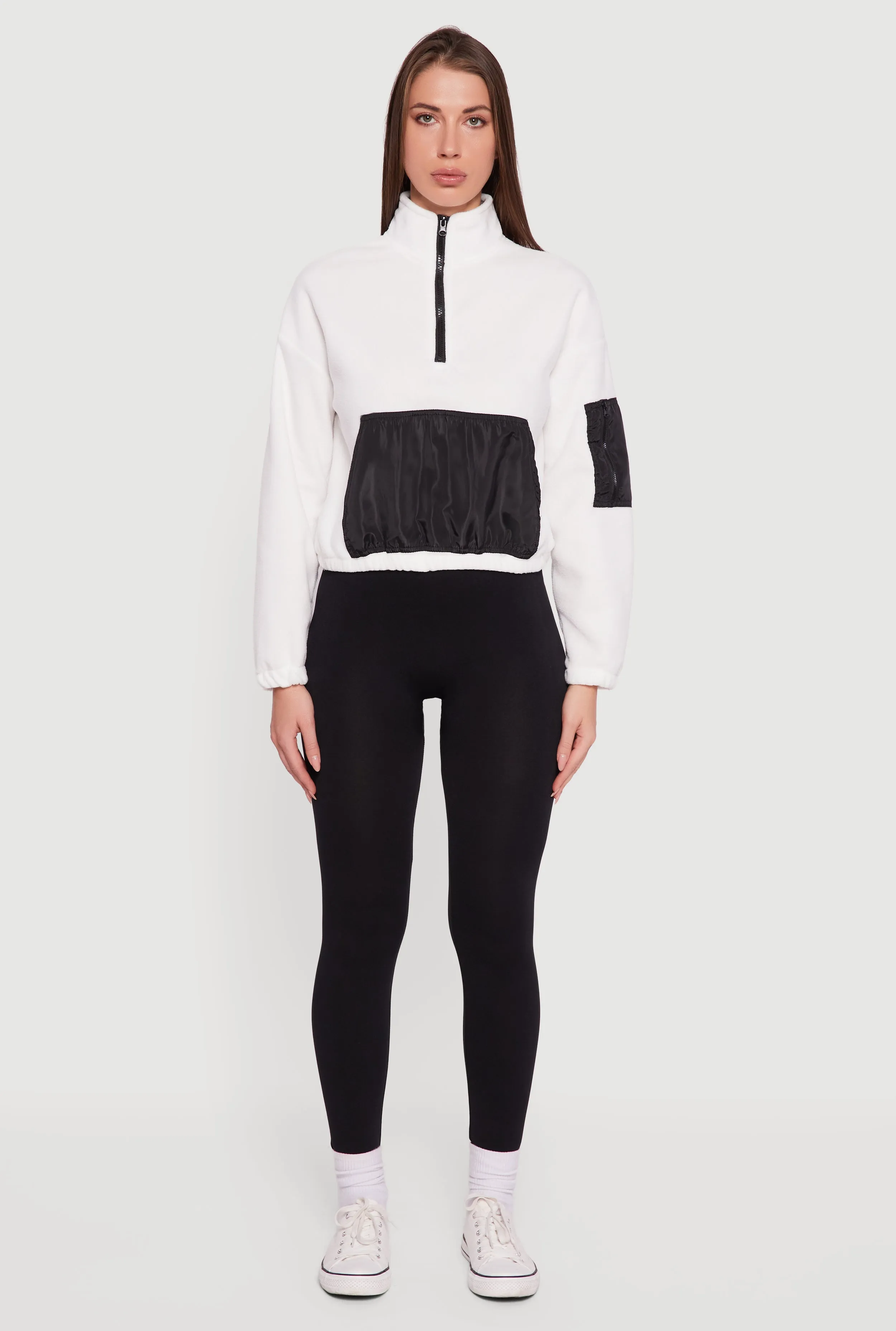 Kangaroo Pocket Half Zip Mock Neck Pullover sold by Rainbow product image thumbnail 3