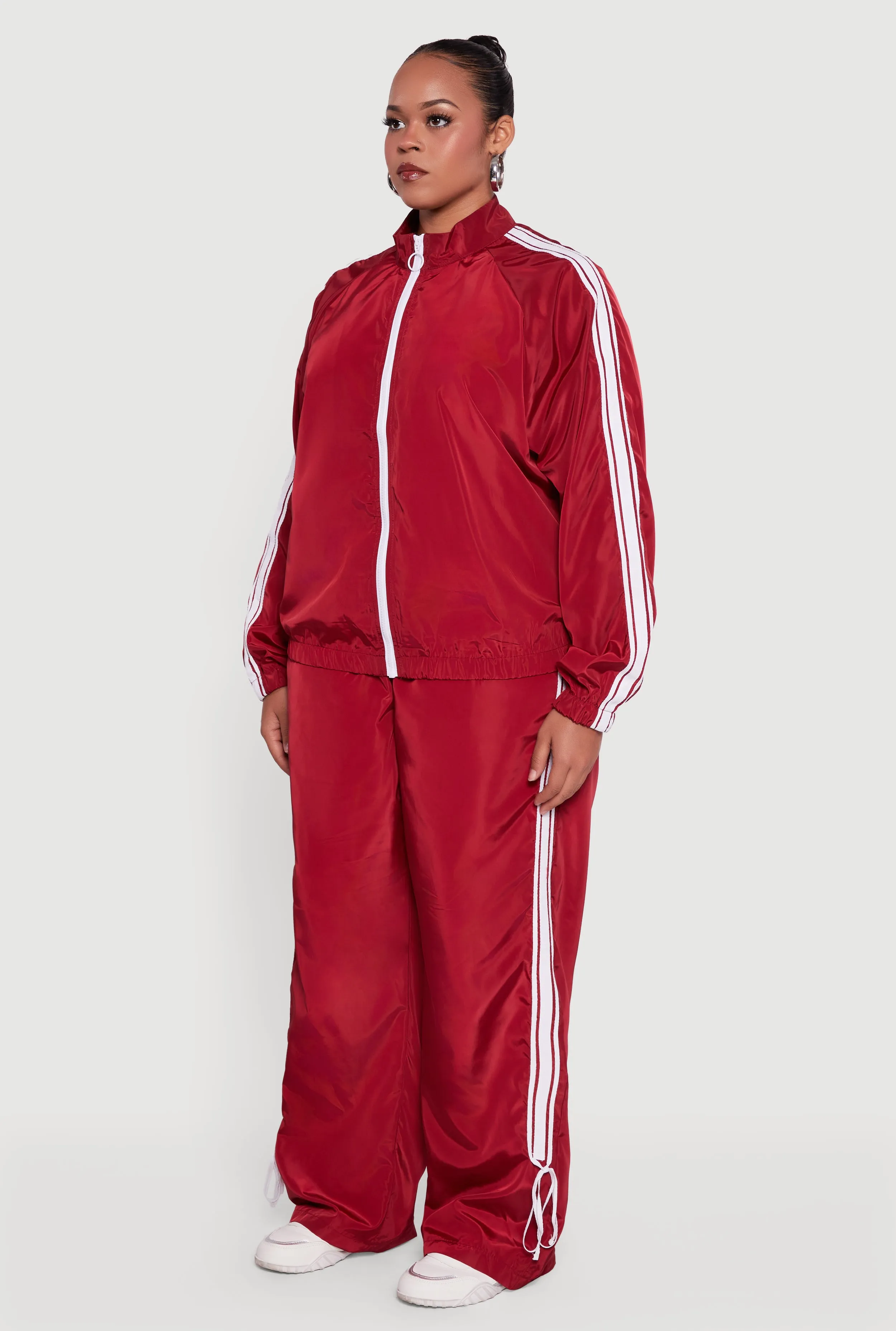 Plus Size O Ring Zip Nylon Track Jacket with Contrast Trim sold by Rainbow product image thumbnail 5