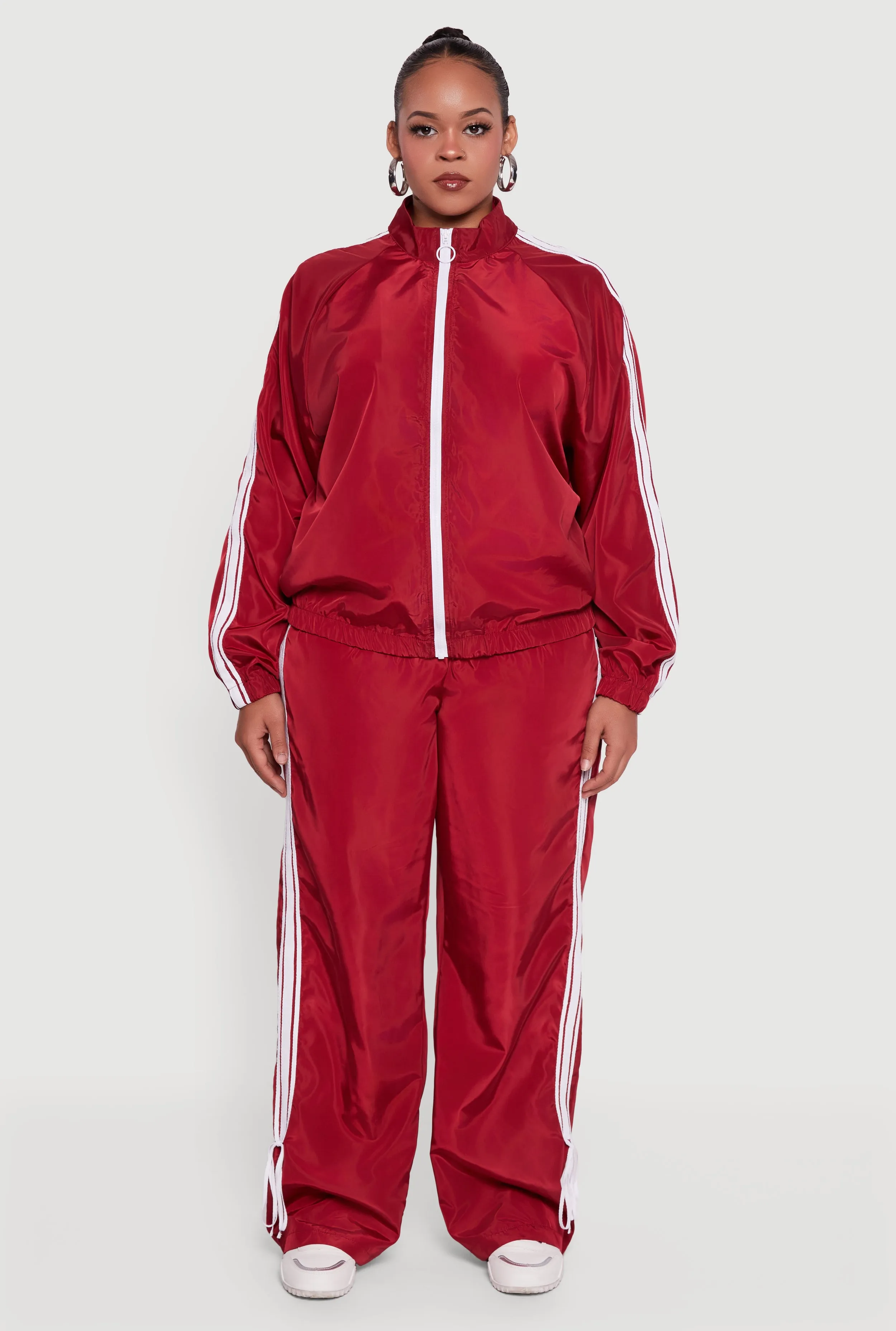 Plus Size O Ring Zip Nylon Track Jacket with Contrast Trim sold by Rainbow product image thumbnail 3