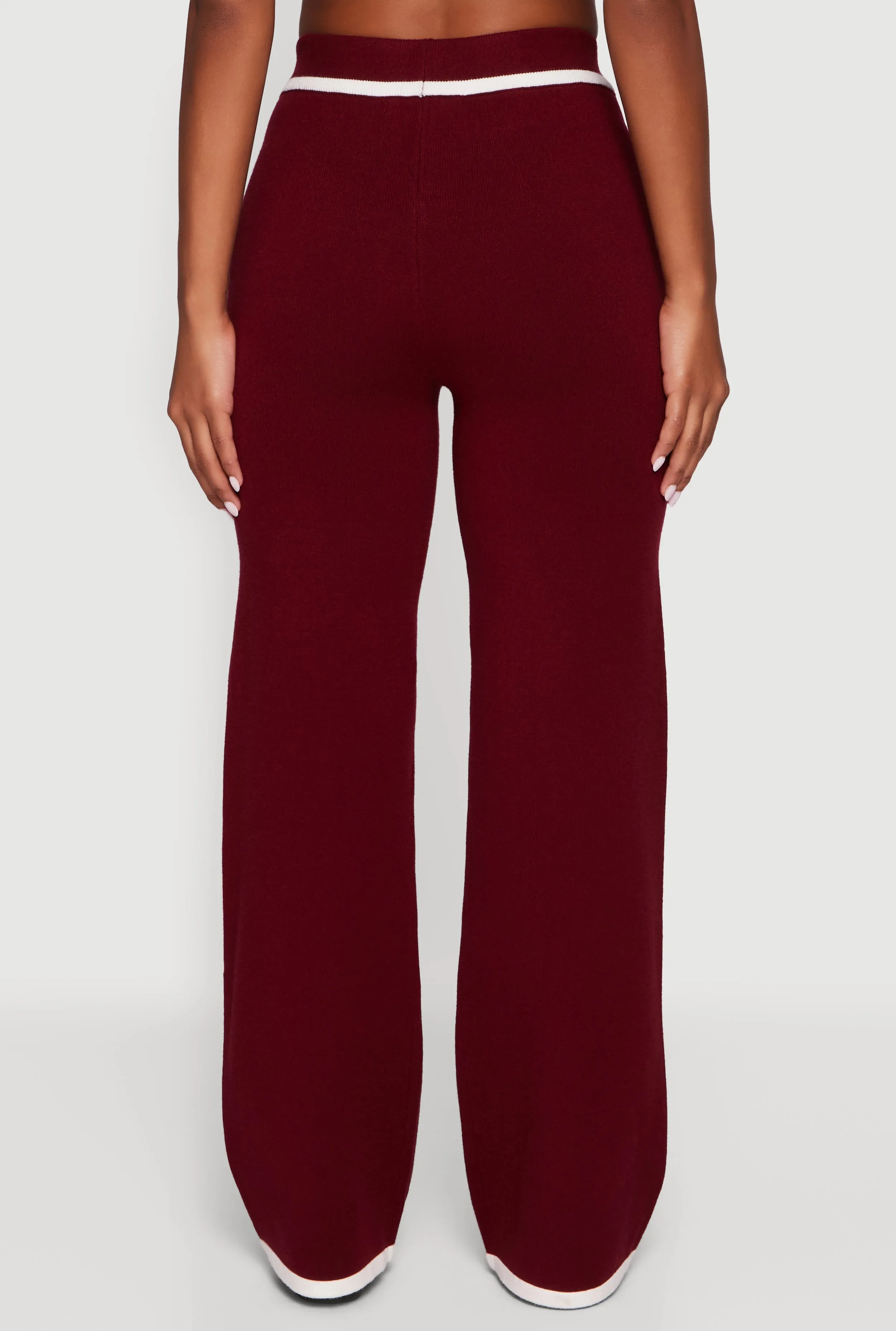 Contrast Trim High Waisted Wide Leg Casual Pants sold by Rainbow product image thumbnail 5