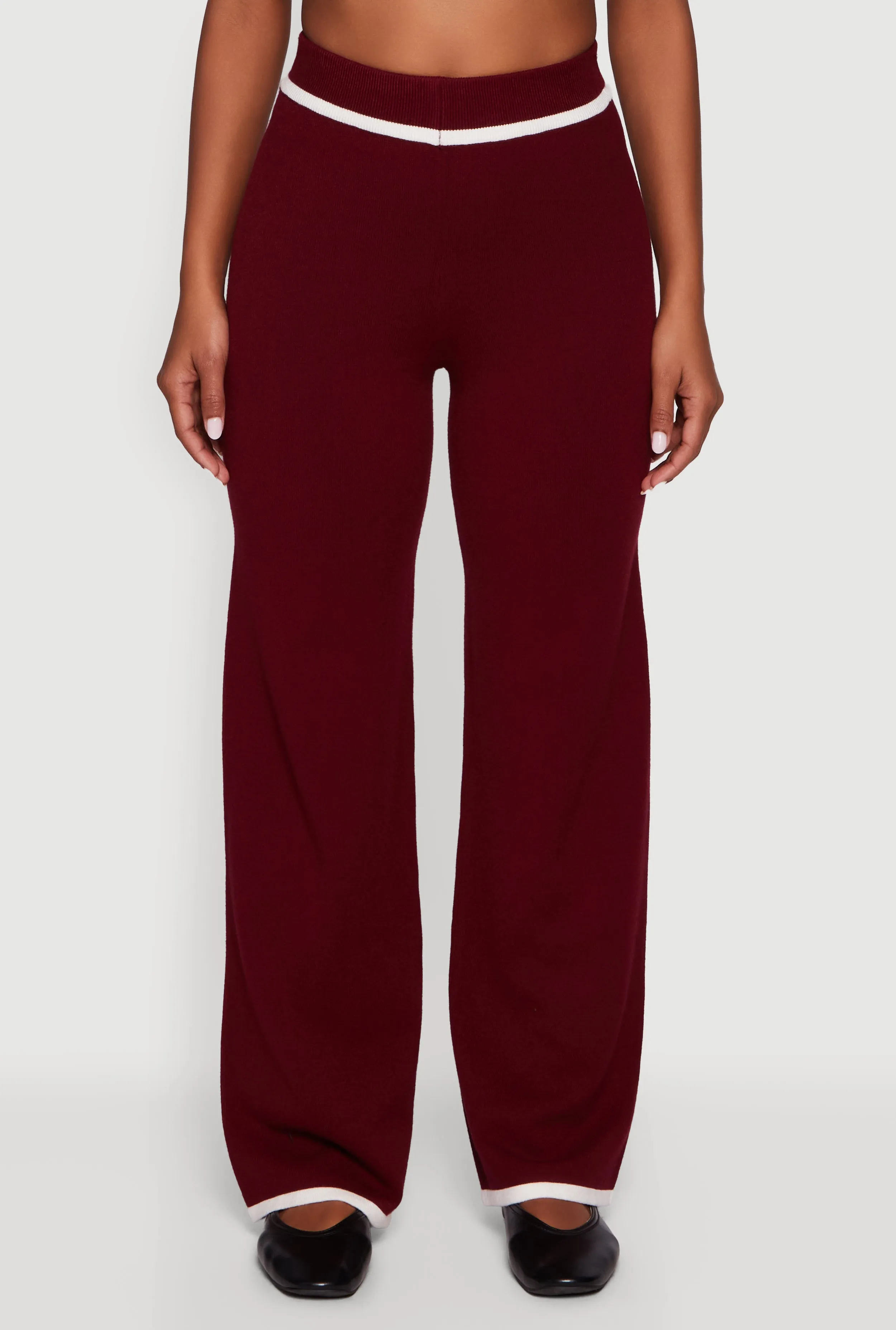 Contrast Trim High Waisted Wide Leg Casual Pants sold by Rainbow product image thumbnail 3