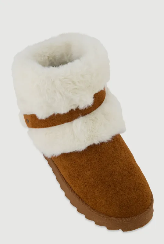 Faux Fur Cuff O-Ring Harness Booties sold by Rainbow