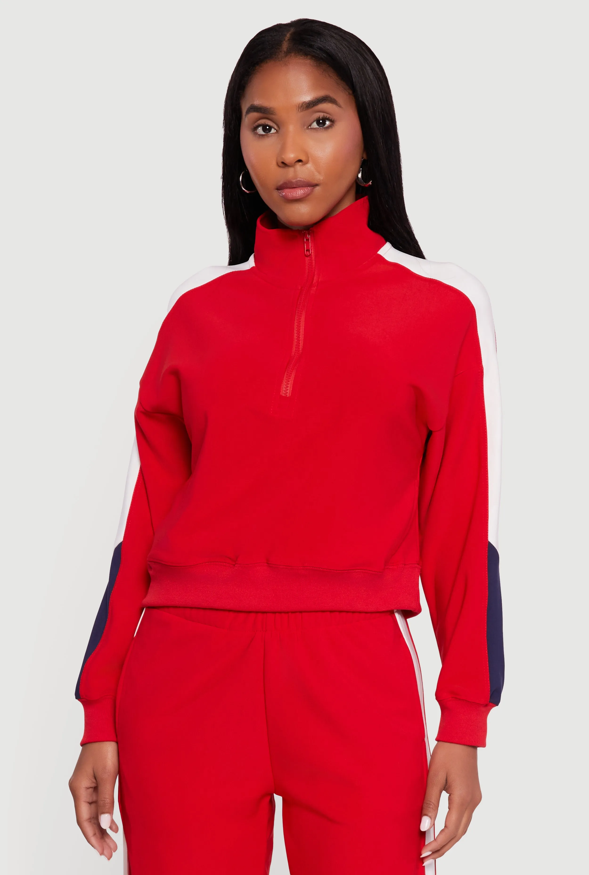 Color Blocked Half Zip Mock Neck Active Top sold by Rainbow