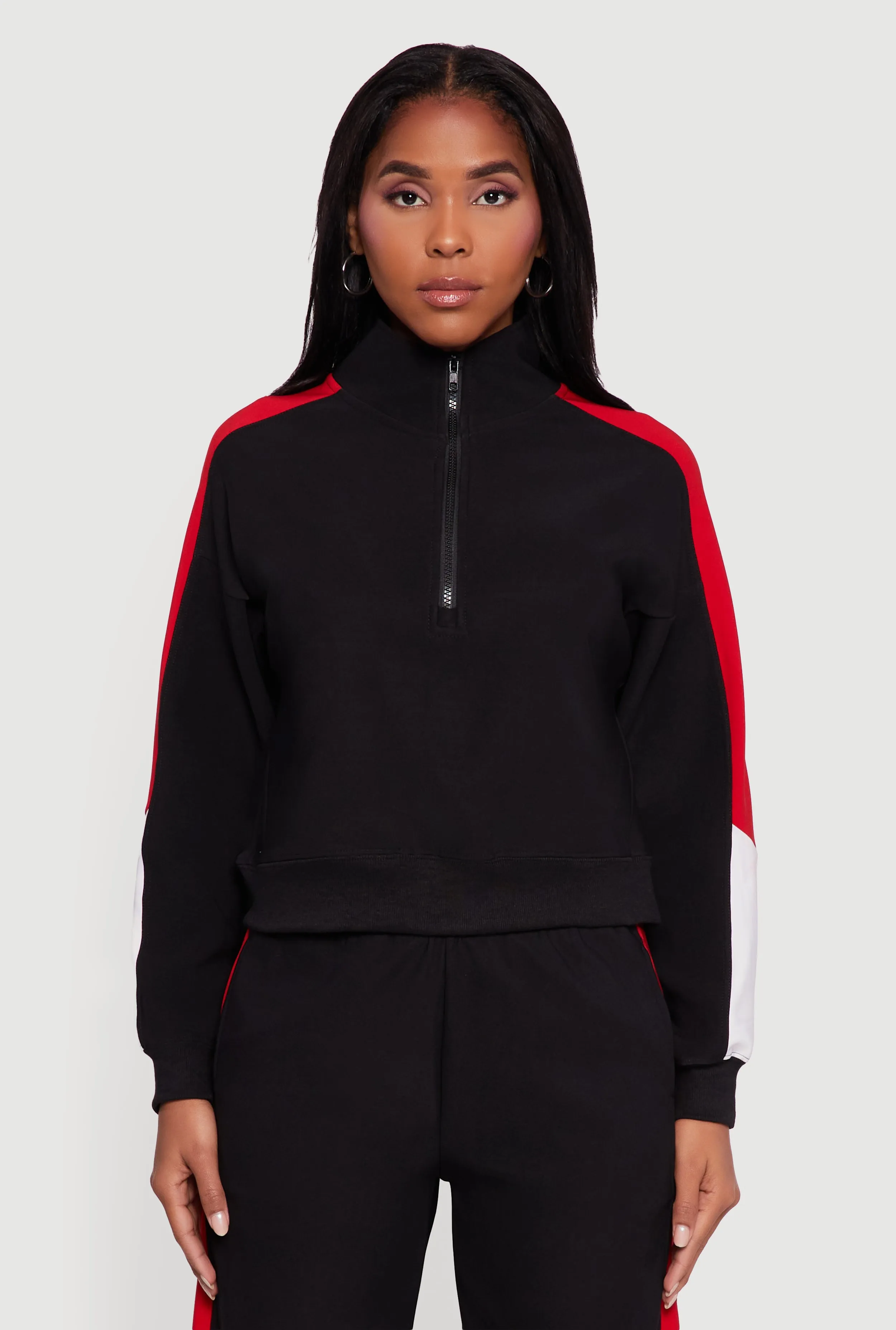 Color Blocked Half Zip Mock Neck Active Top sold by Rainbow product image thumbnail 2