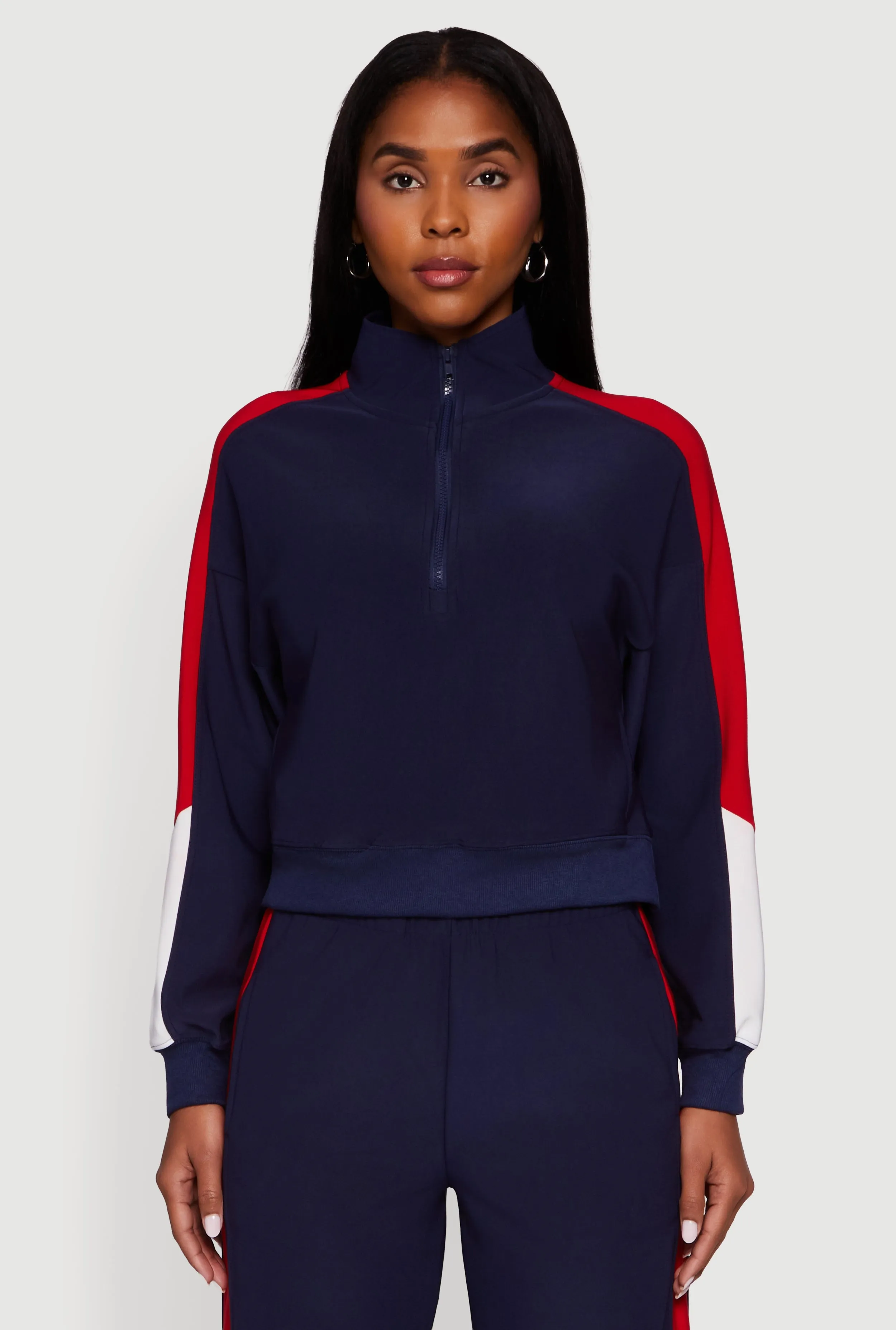Color Blocked Half Zip Mock Neck Active Top sold by Rainbow