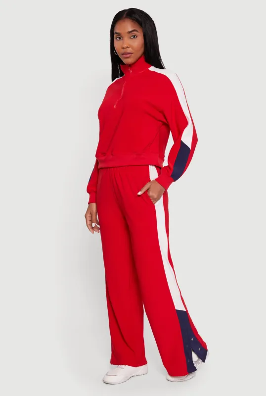 Color Block Snap Button Side Track Pants sold by Rainbow