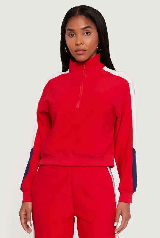 Color Blocked Half Zip Mock Neck Active Top sold by Rainbow