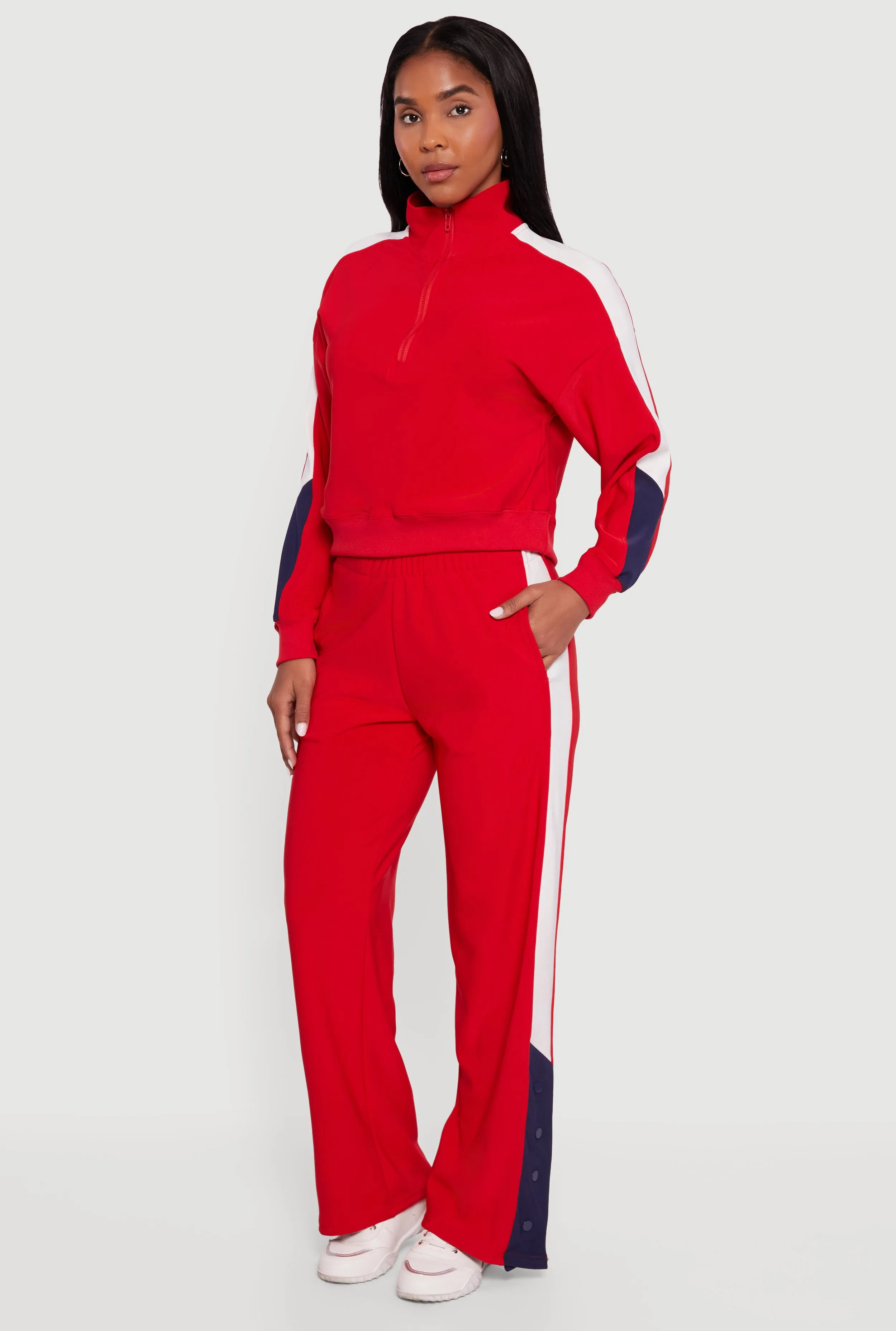 Color Blocked Half Zip Mock Neck Active Top sold by Rainbow product image thumbnail 2