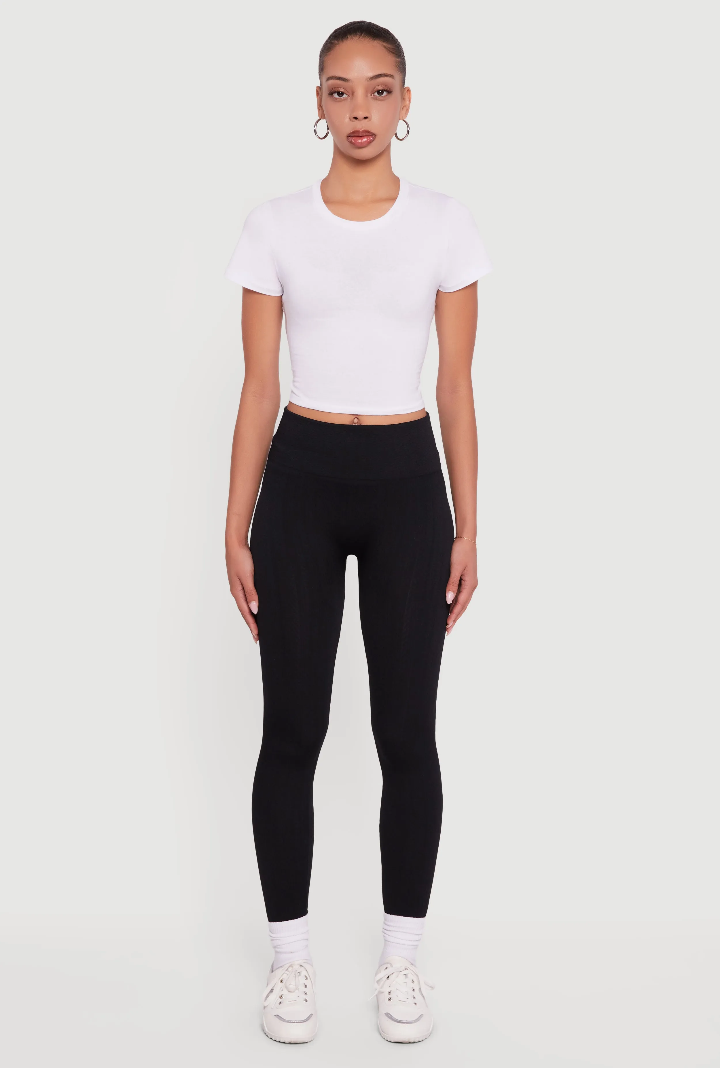 Fleece Lined Textured Knit Leggings sold by Rainbow product image thumbnail 2