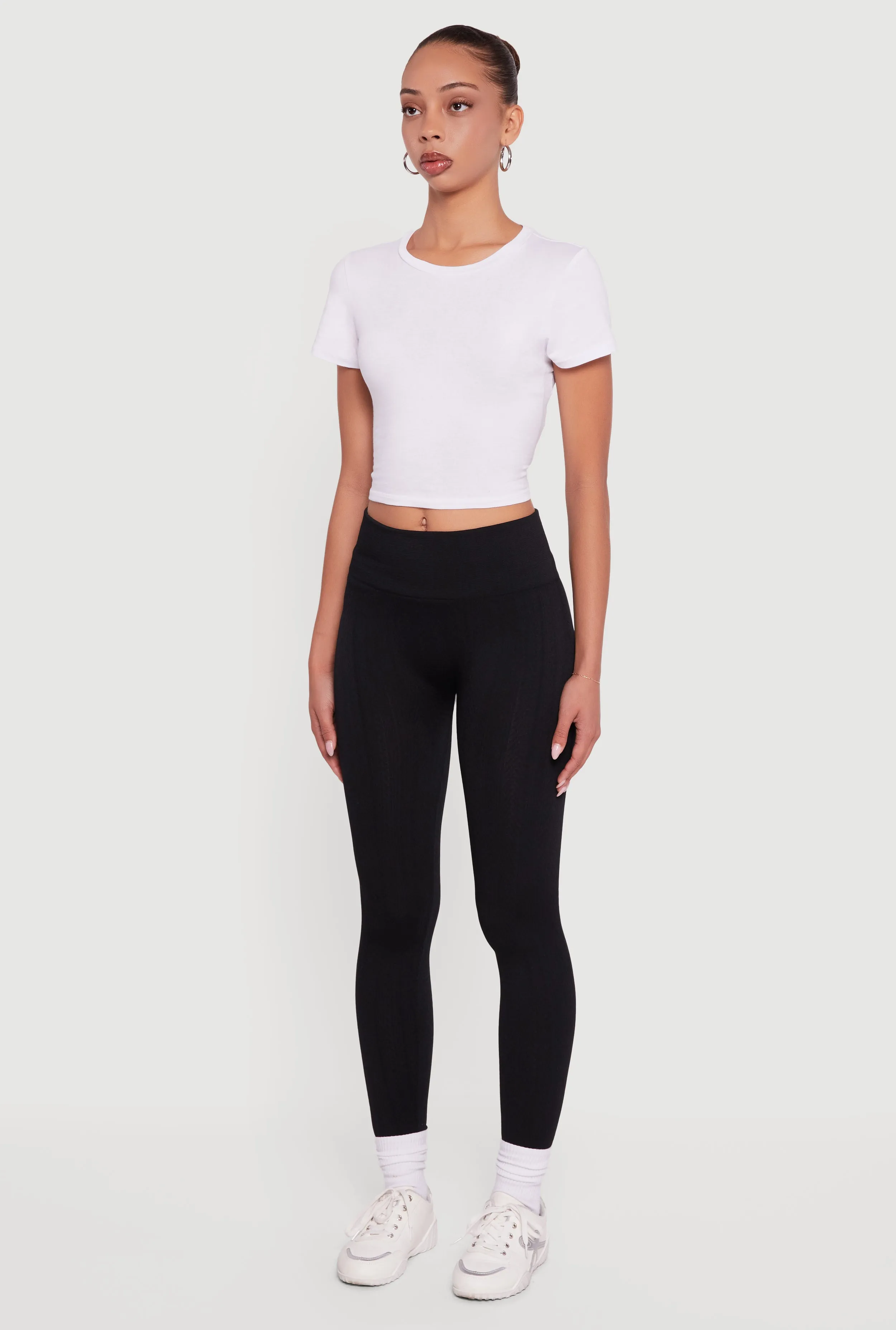 Fleece Lined Textured Knit Leggings sold by Rainbow product image thumbnail 3