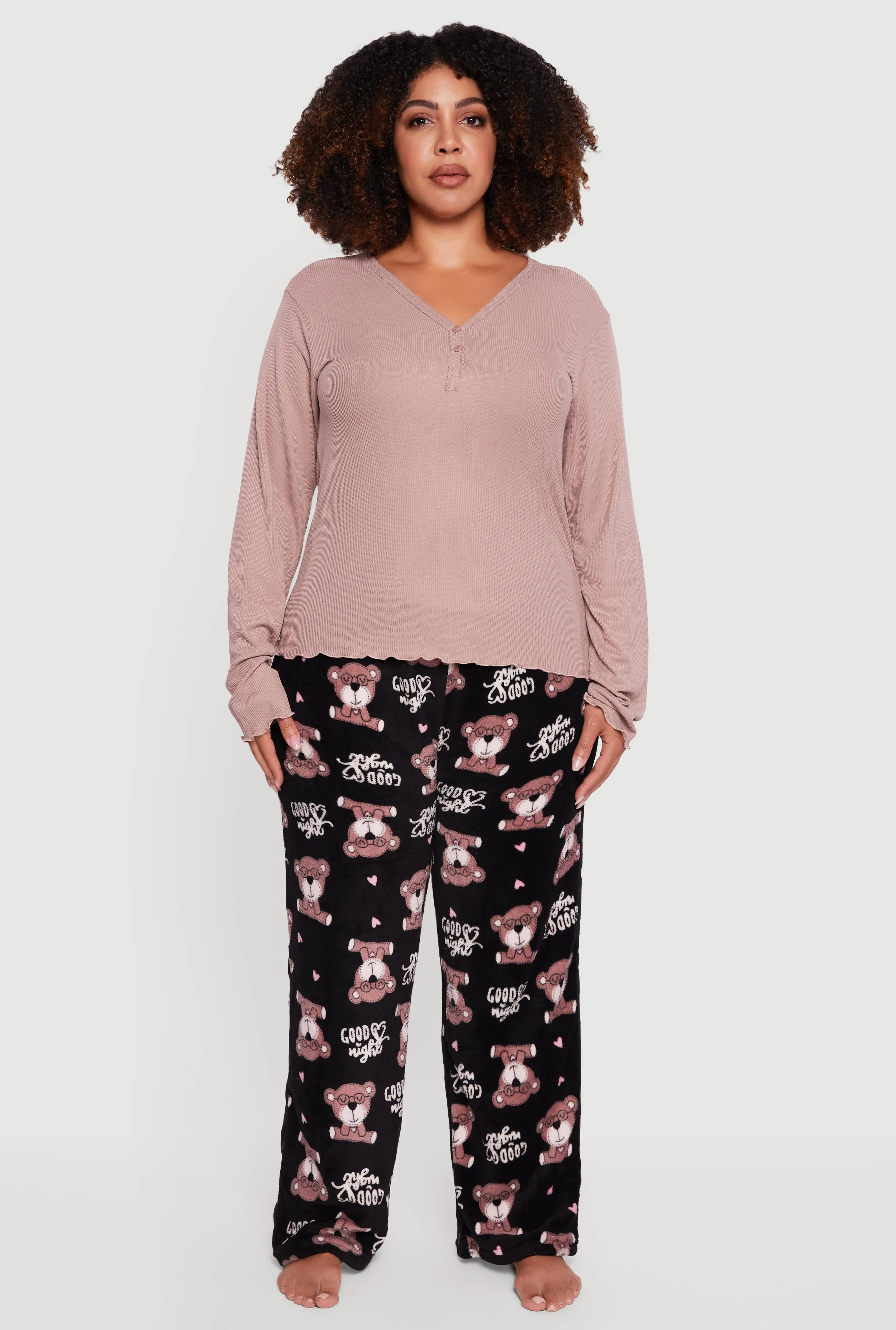 Plus Size Pajama Top and Good Night Bear Graphic Pants sold by Rainbow product image thumbnail 2