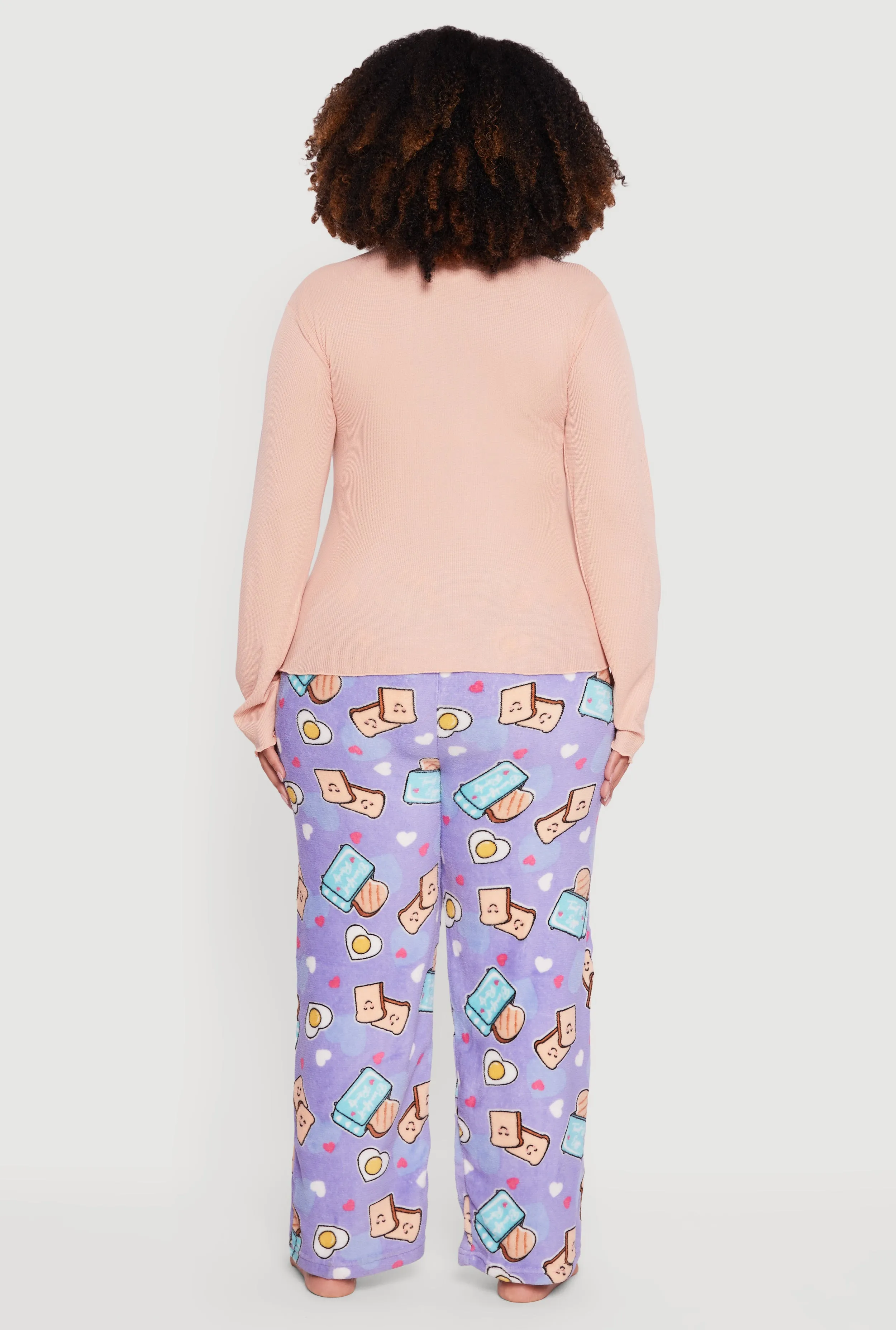 Plus Size Waffle Knit Pajama Top and Breakfast Graphic Pants sold by Rainbow product image thumbnail 3