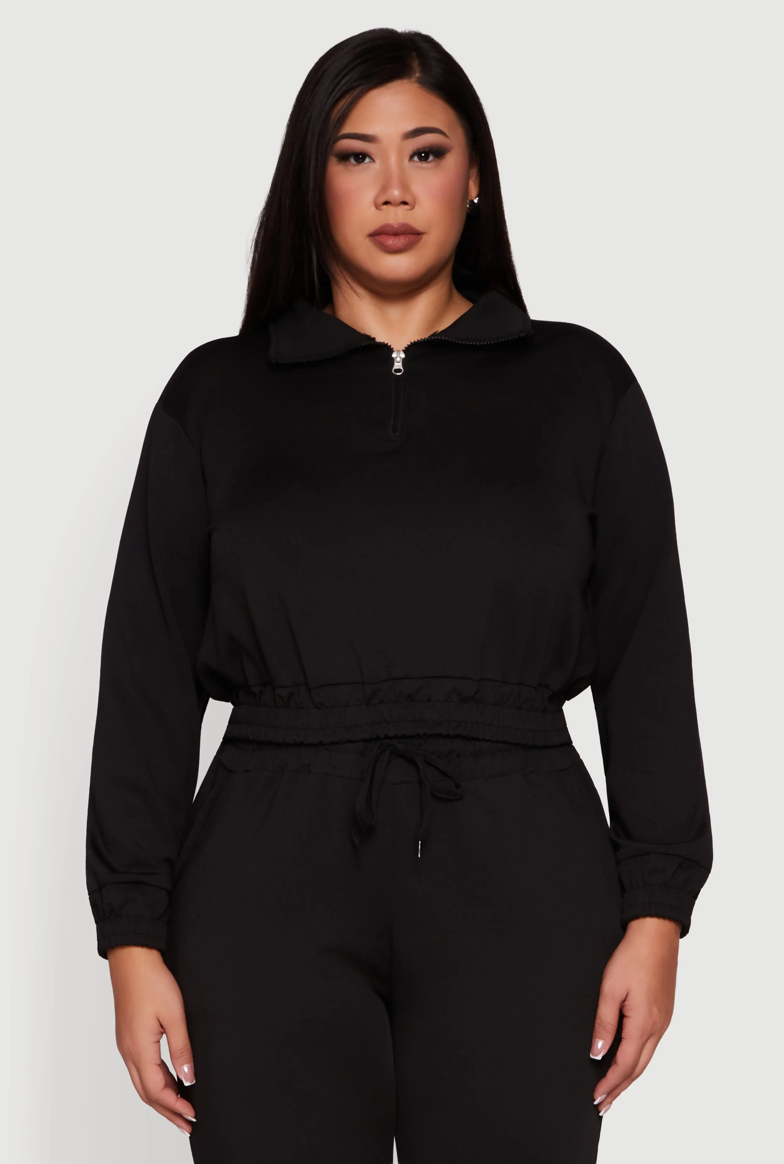 Plus Size Scuba Cropped Quarter Zip Pullover Sweatshirt sold by Rainbow product image thumbnail 2