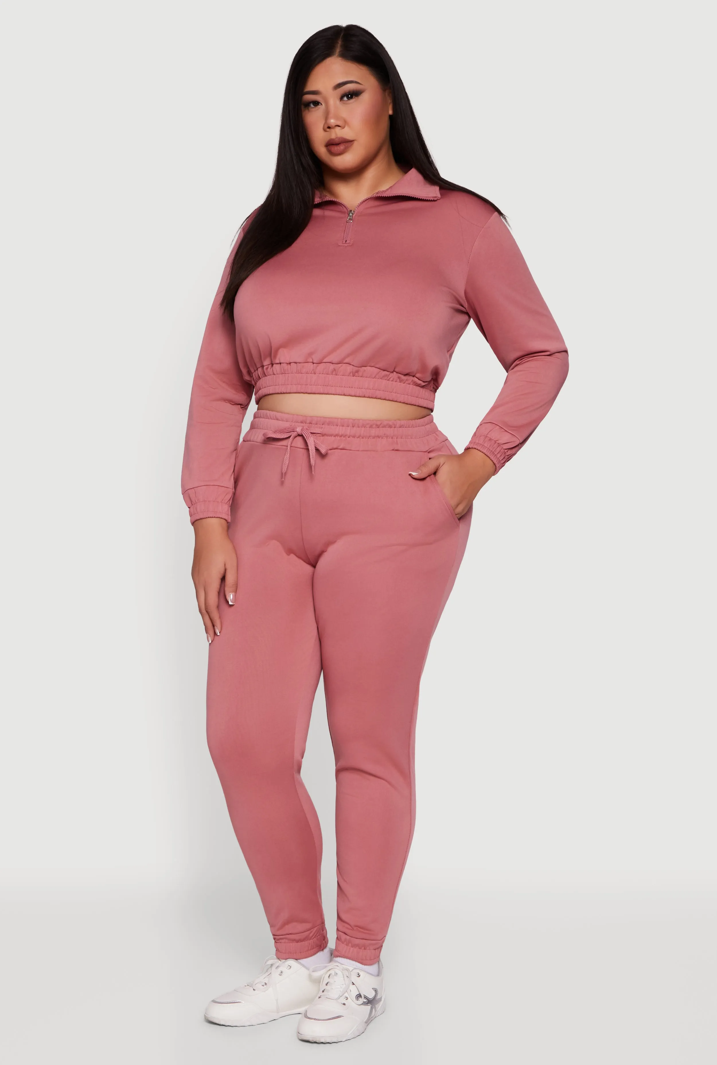 Plus Size Scuba Cropped Quarter Zip Pullover Sweatshirt sold by Rainbow product image thumbnail 3