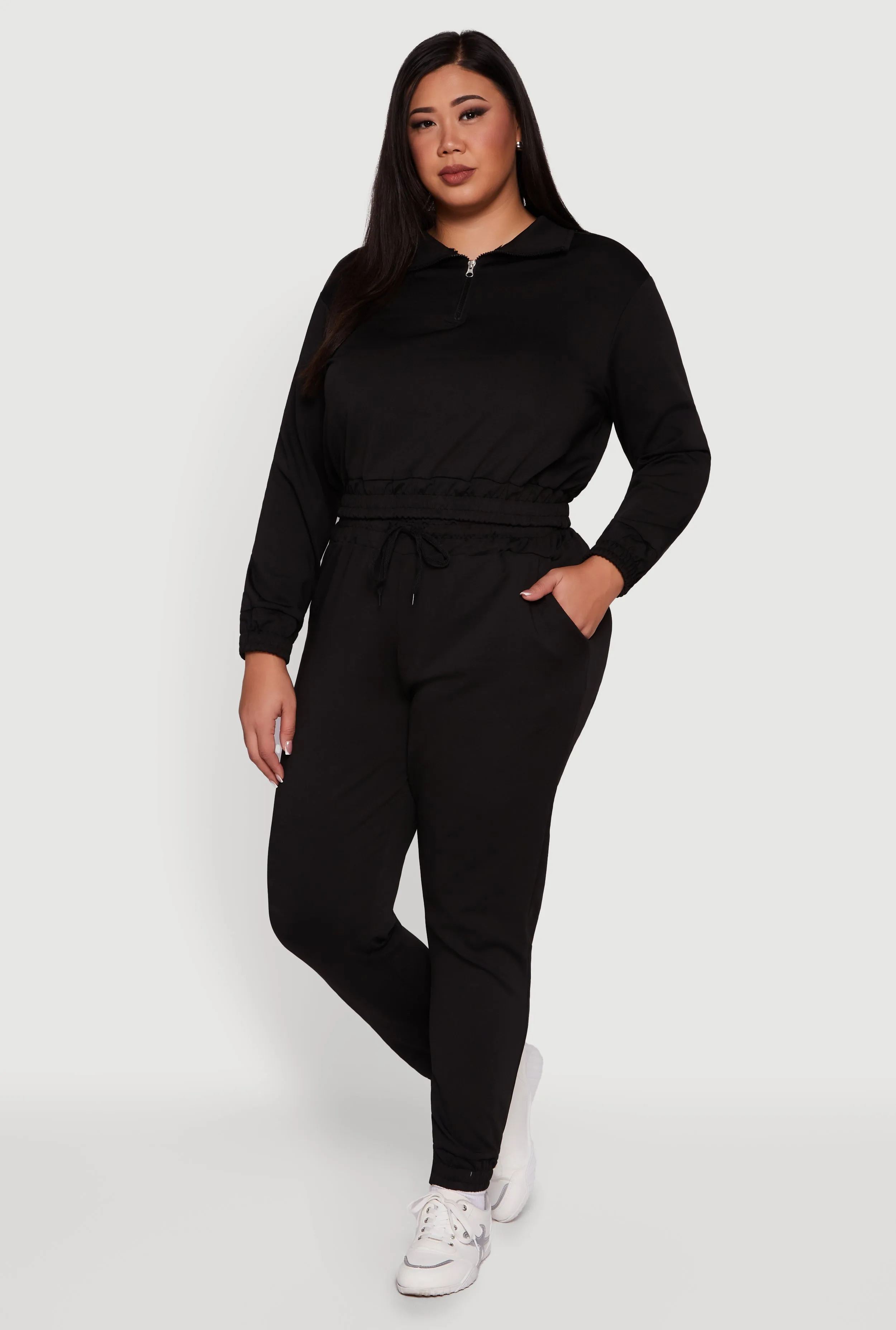 Plus Size Scuba Cropped Quarter Zip Pullover Sweatshirt sold by Rainbow product image thumbnail 3