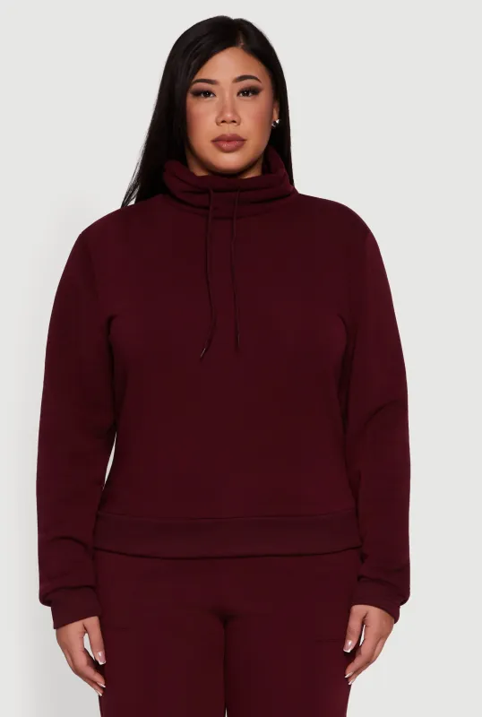 Plus Size Fleece Funnel Neck Pullover Sweatshirt sold by Rainbow