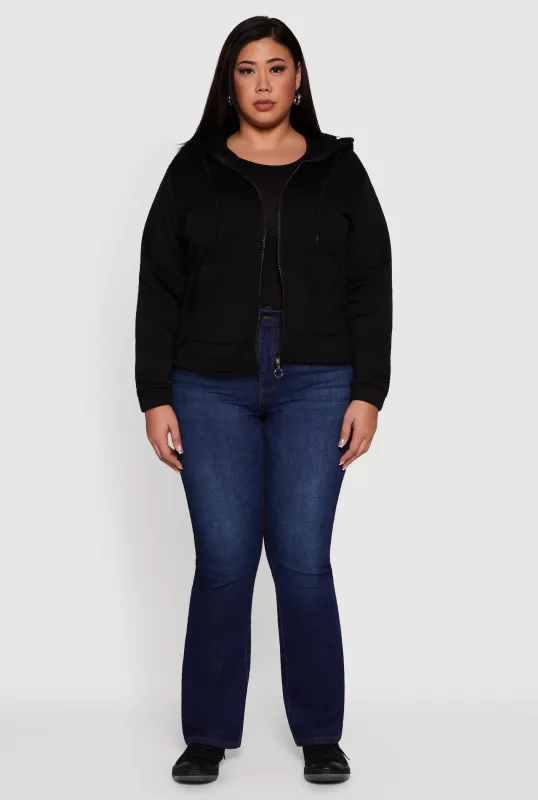 Plus Size Sherpa Lined Zip Up Hoodie sold by Rainbow
