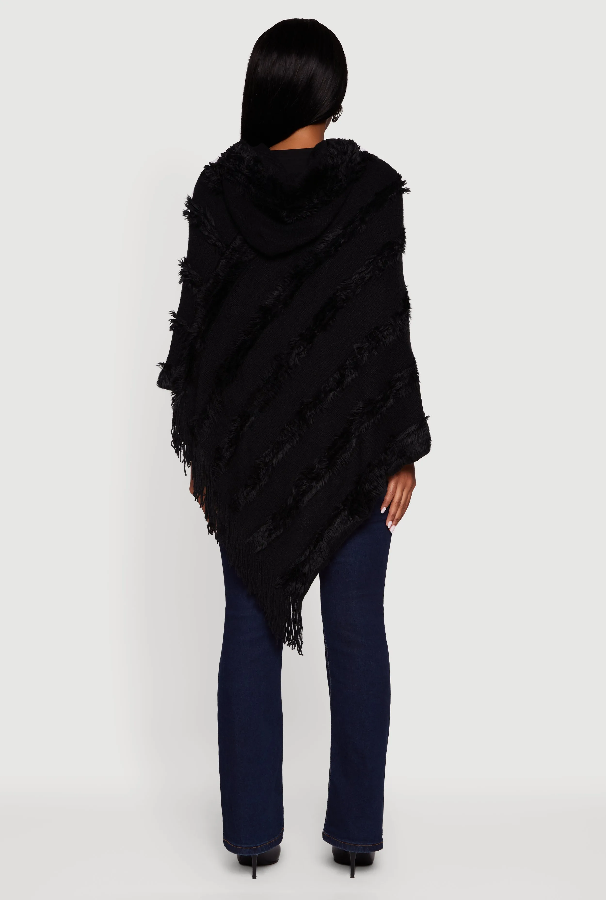 Fringe Striped Hooded Poncho sold by Rainbow product image thumbnail 5