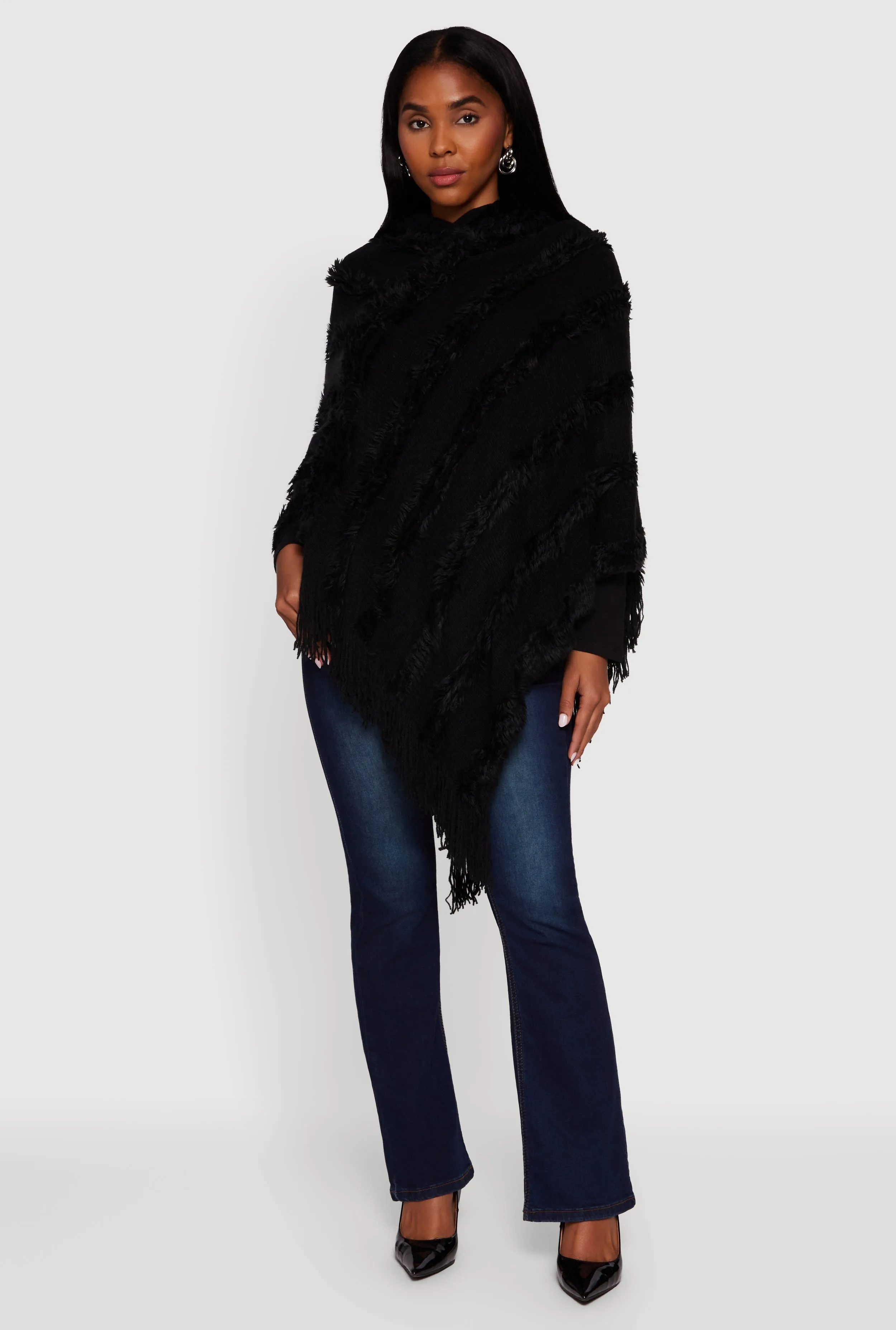 Fringe Striped Hooded Poncho sold by Rainbow product image thumbnail 2