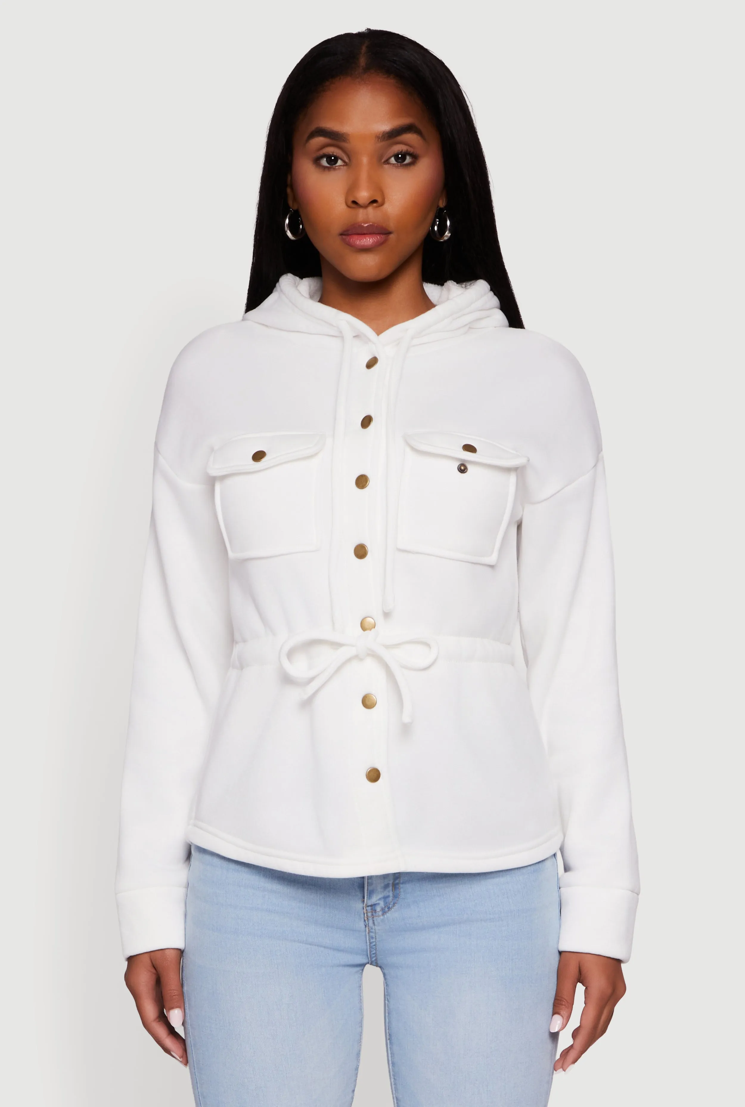 Sherpa Lined Snap Button Front Anorak Jacket sold by Rainbow product image thumbnail 2