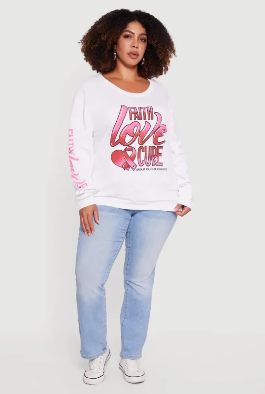 Plus Size Faith Love Cure Graphic Sweatshirt sold by Rainbow