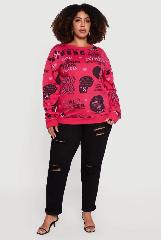 Plus Size Assorted Breast Cancer Awareness Graphic Sweatshirt sold by Rainbow