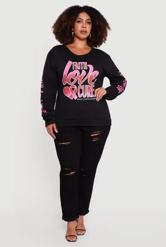 Plus Size Faith Love Cure Graphic Sweatshirt sold by Rainbow