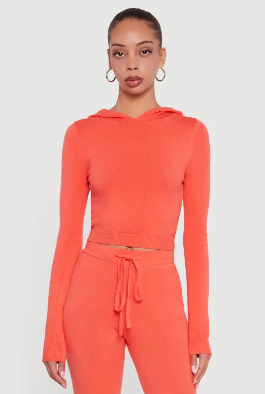 Long Sleeve Cropped Pullover Hooded Sweater sold by Rainbow