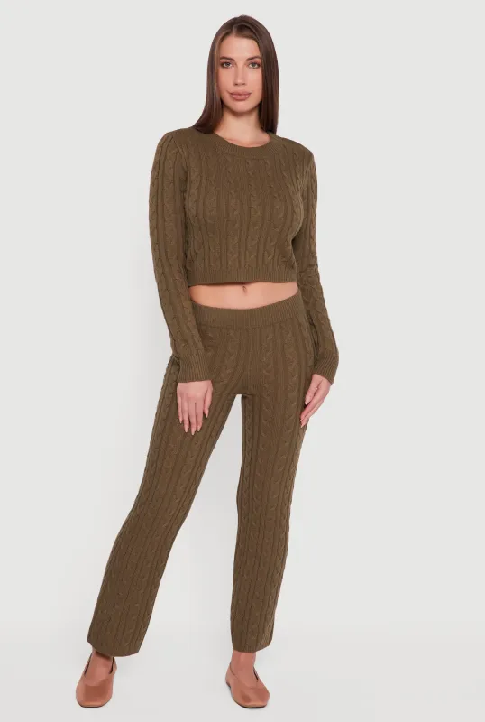 Cable Knit Straight Leg Lounge Pants sold by Rainbow