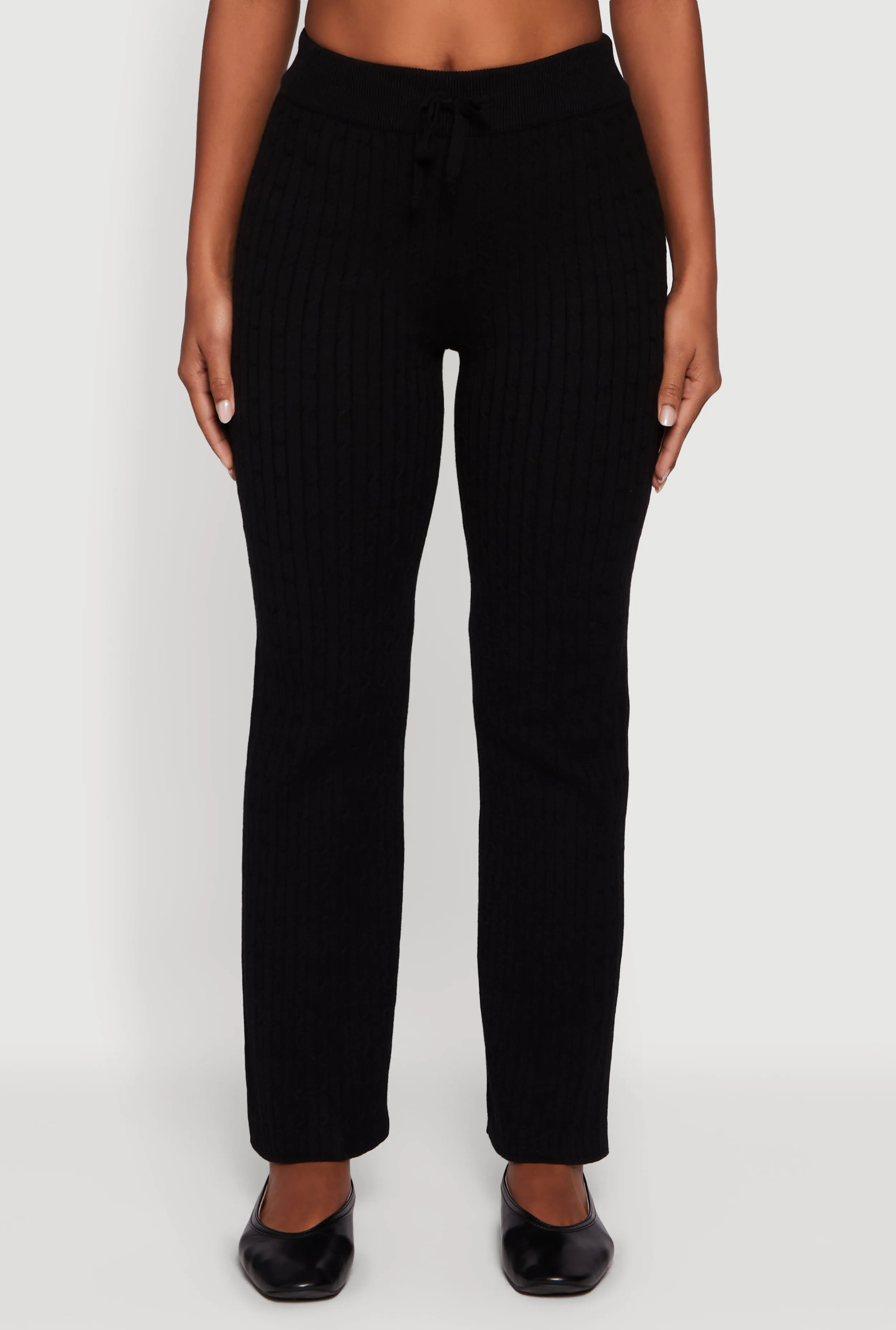 Cable Knit Drawstring Waist Slim Leg Pants sold by Rainbow product image thumbnail 3