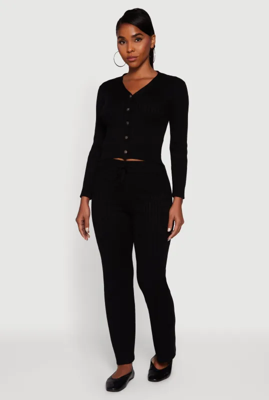 Cable Knit Drawstring Waist Slim Leg Pants sold by Rainbow