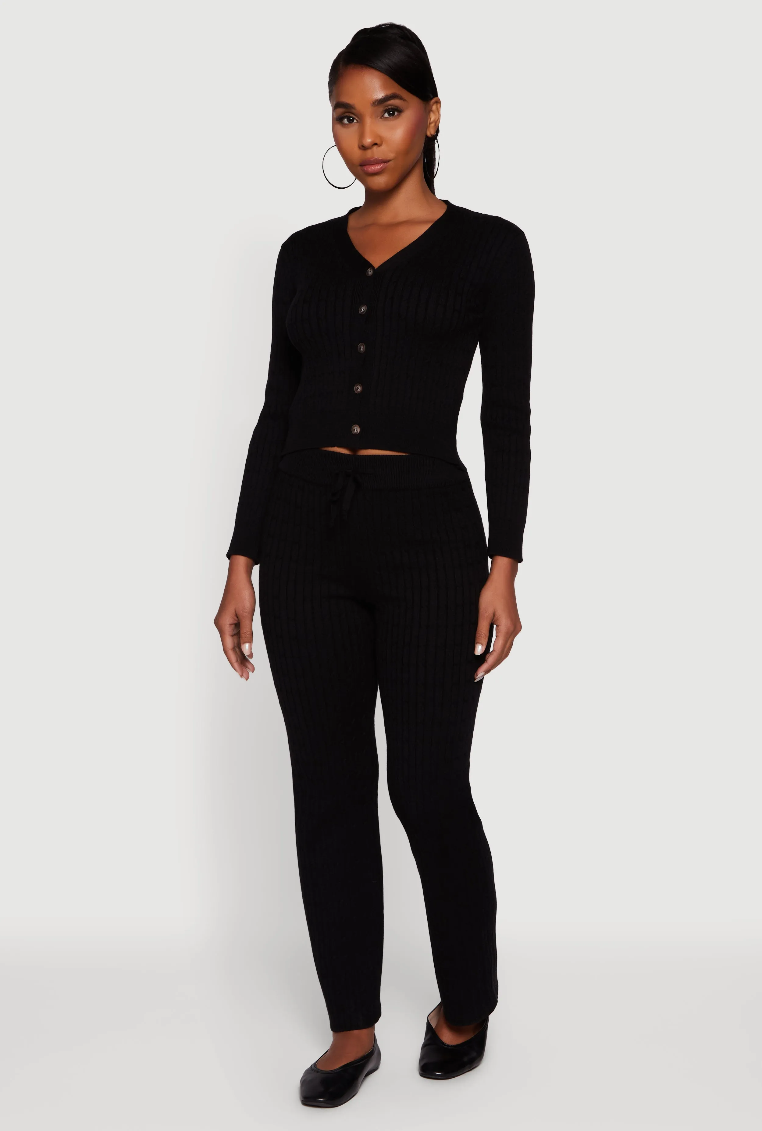 Cable Knit Drawstring Waist Slim Leg Pants sold by Rainbow