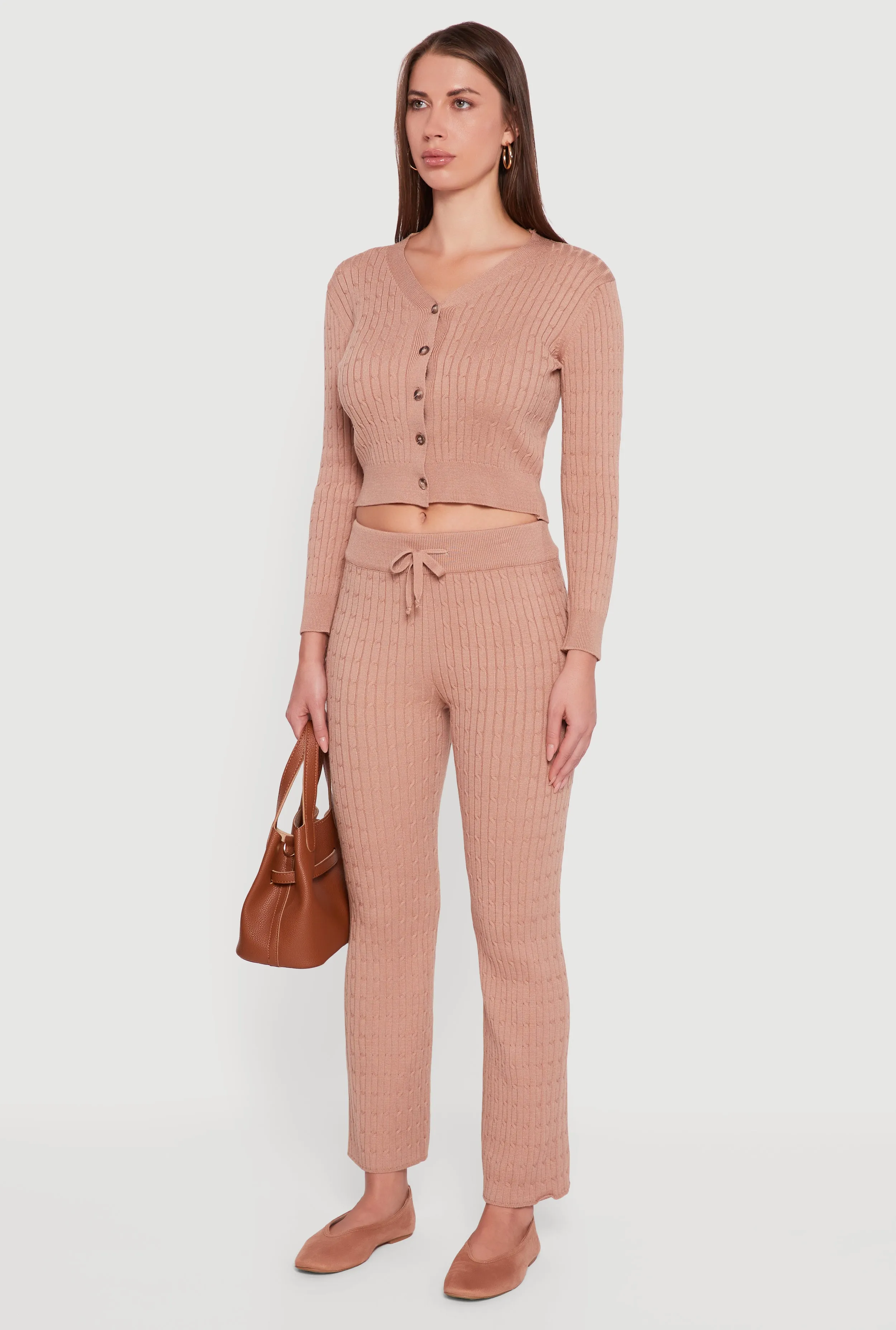 Cable Knit Cropped Button Front Cardigan sold by Rainbow product image thumbnail 5